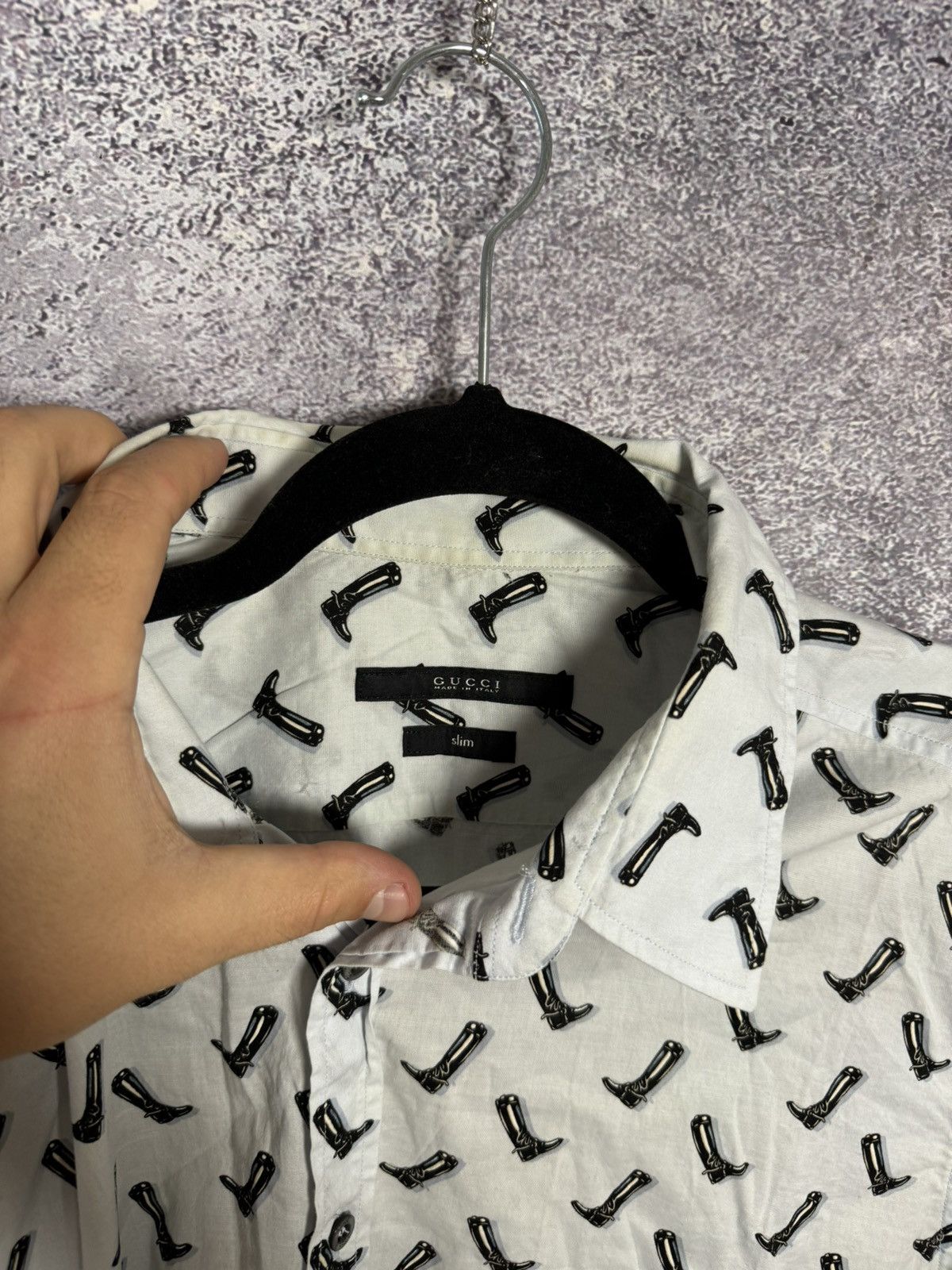 Gucci × Vintage GUCCI Shirt Button Up Printed Monogram Slim Fit White Size US M / EU 48-50 / 2 - 11 Thumbnail