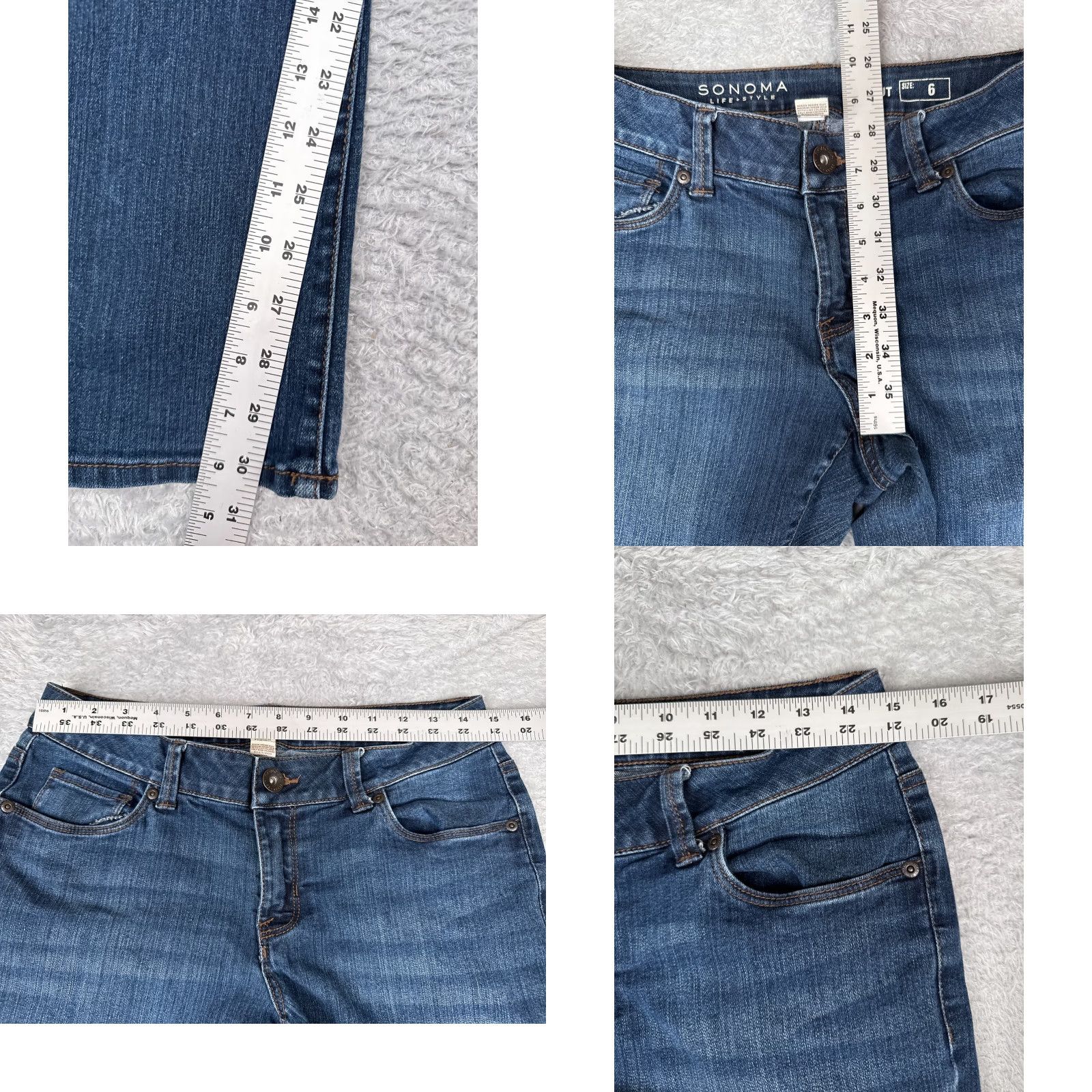 Vintage Sonoma Jeans Womens 6 Blue Denim Bootcut Low Rise Cotton Blend 29x31 Size 28" / US 6 / IT 42 - 8 Thumbnail