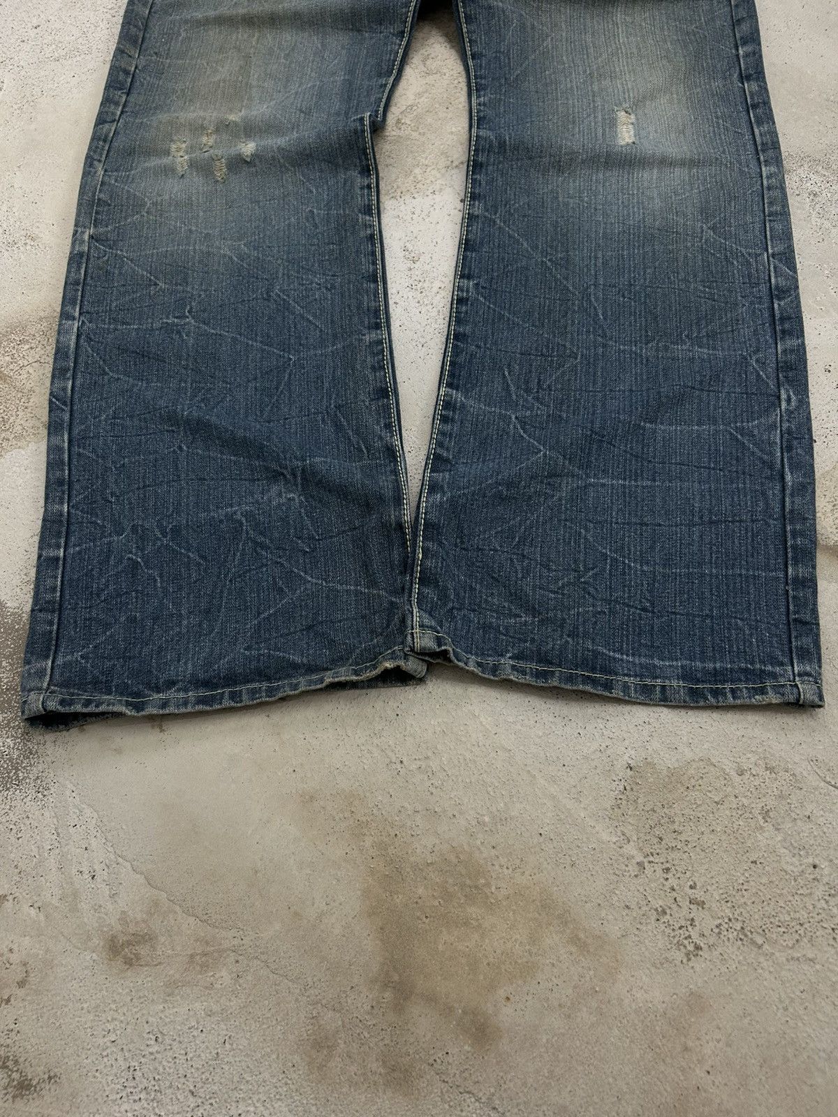 Le Grande Bleu (L.G.B.) Vintage Daily Topics Rainbow Baggy Distressed Washed Whisker Size US 33 - 3 Thumbnail