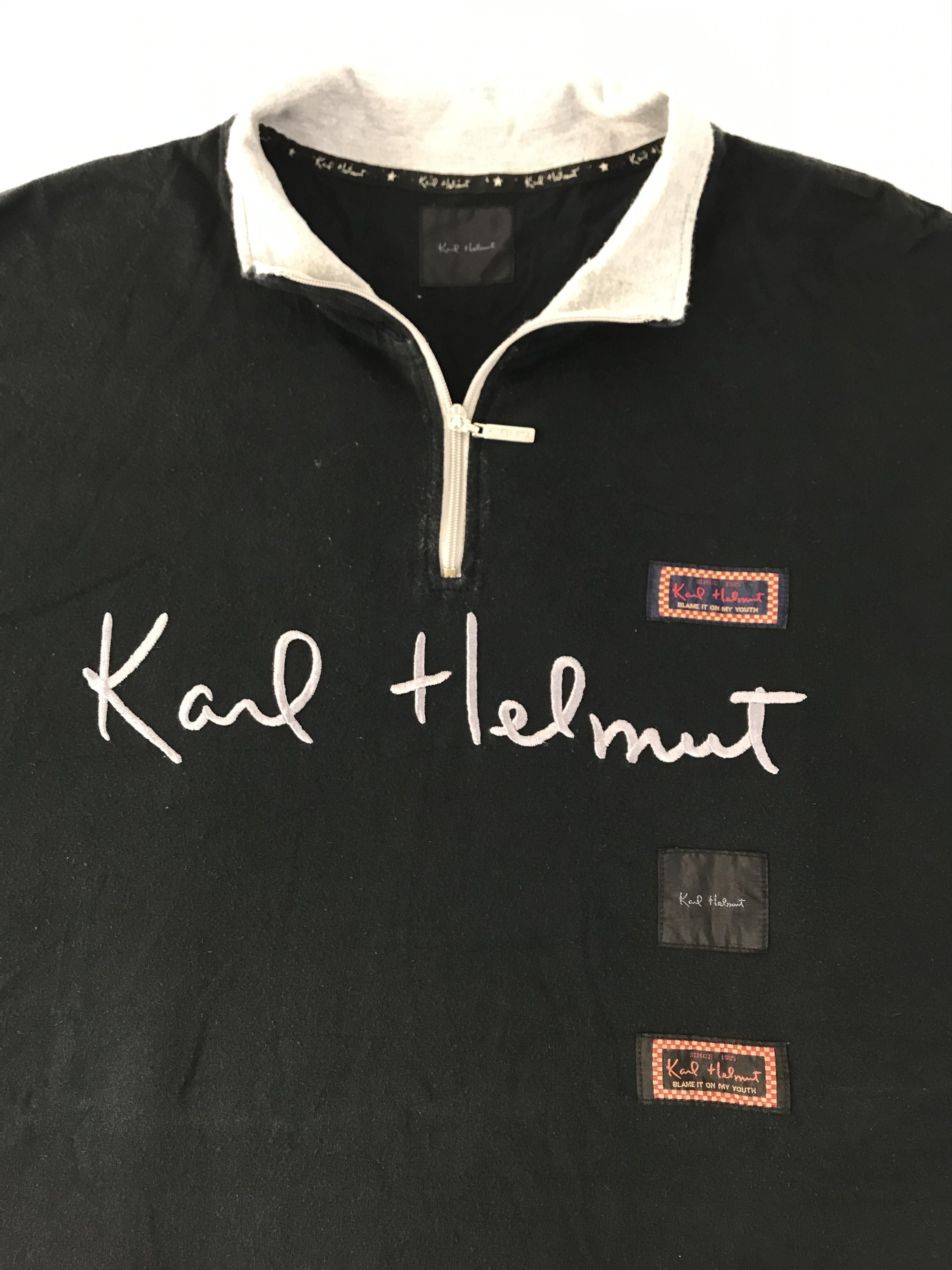 Karl Helmut Zipper Neck Printed Logo Tee T-shirt