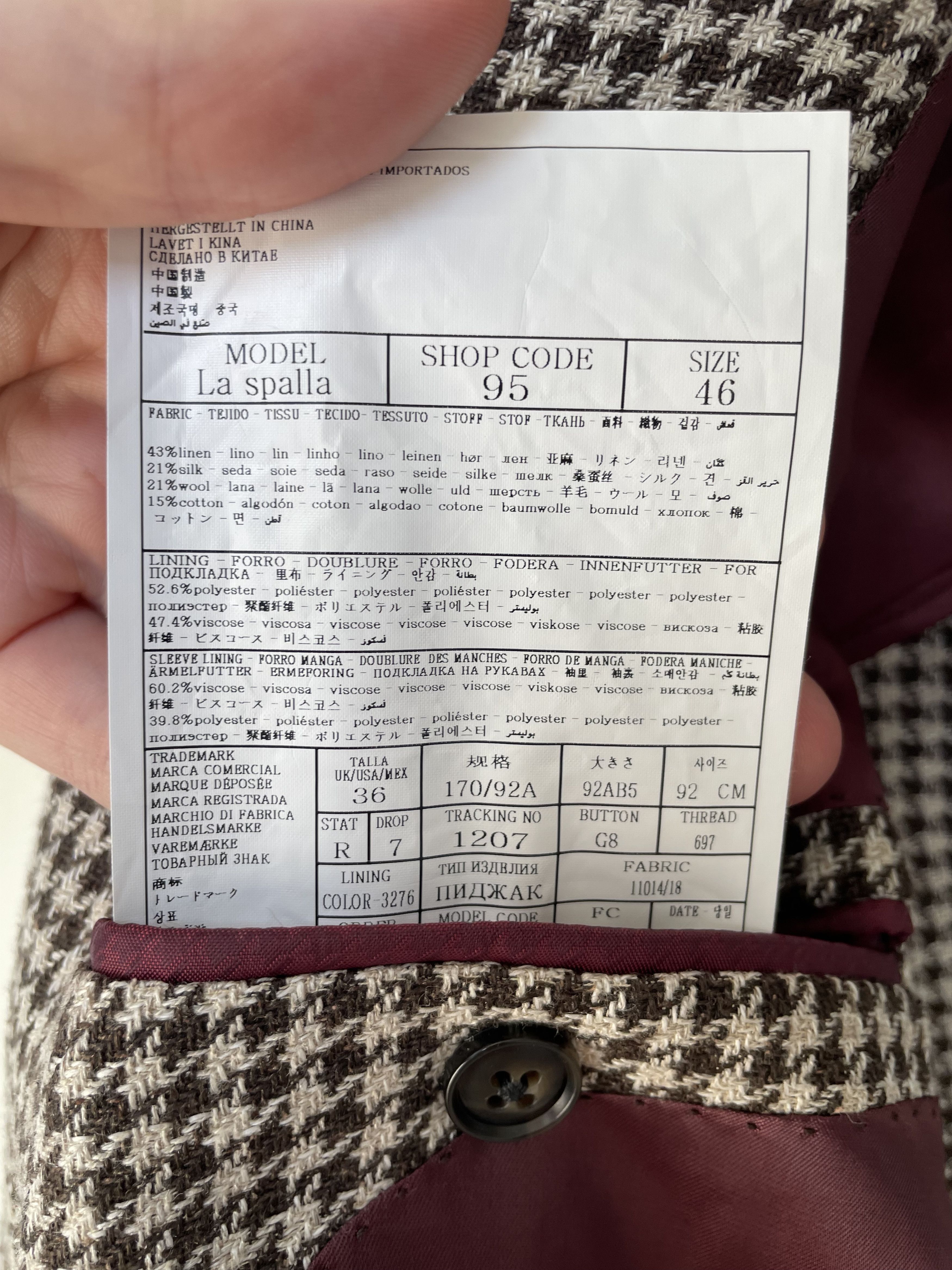 Suitsupply Suitsupply brown hounds tooth jacket, size 36L\90 Size 36R - 7 Thumbnail
