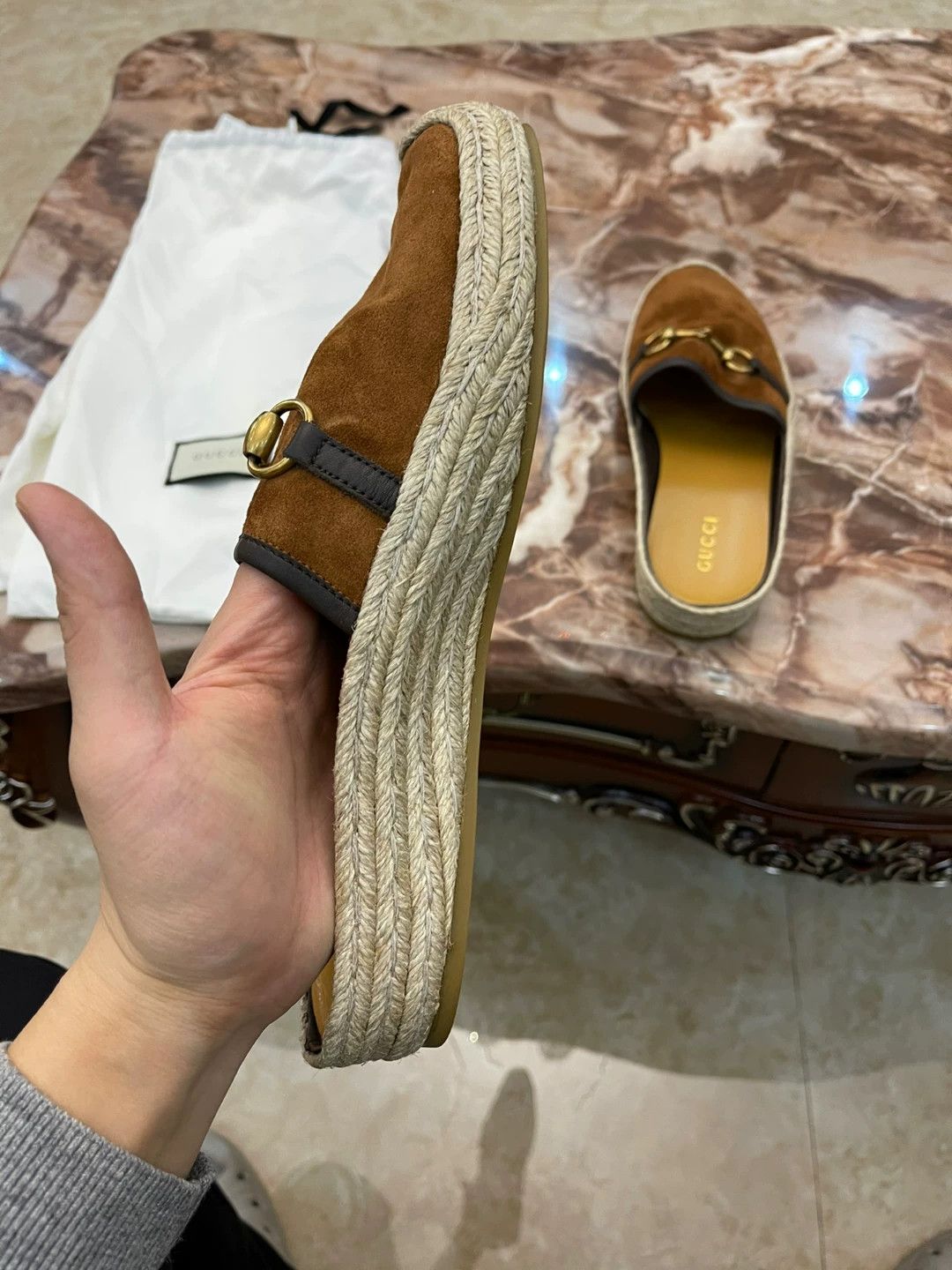 Gucci Gucci Men's New Suede Straw-Woven Horsebit 8 Shoes Size US 8 / EU 41 - 3 Thumbnail