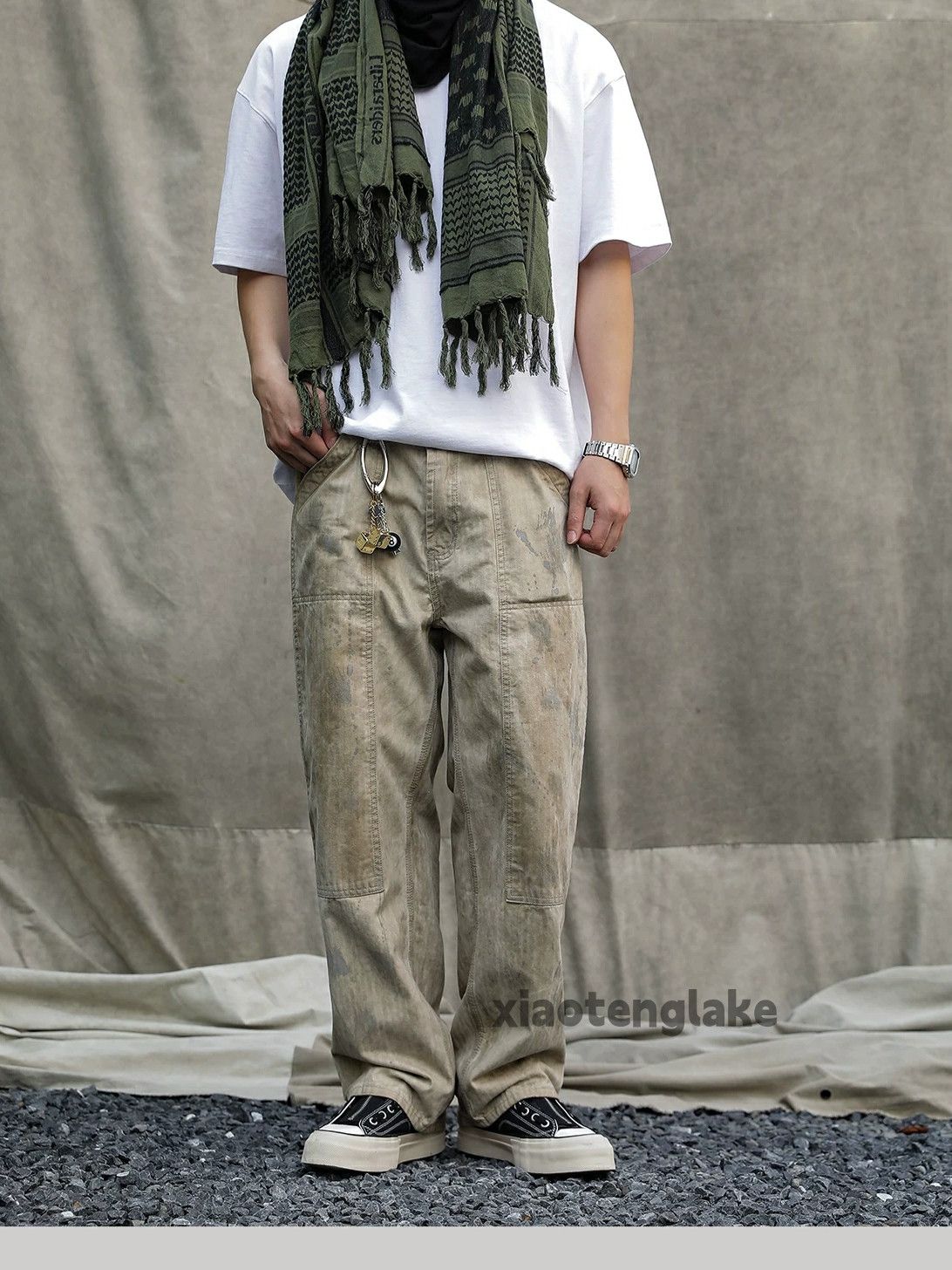 Designer × Vintage washed faded loose baggy stain carpenter work pants Size US 31 - 1 Thumbnail