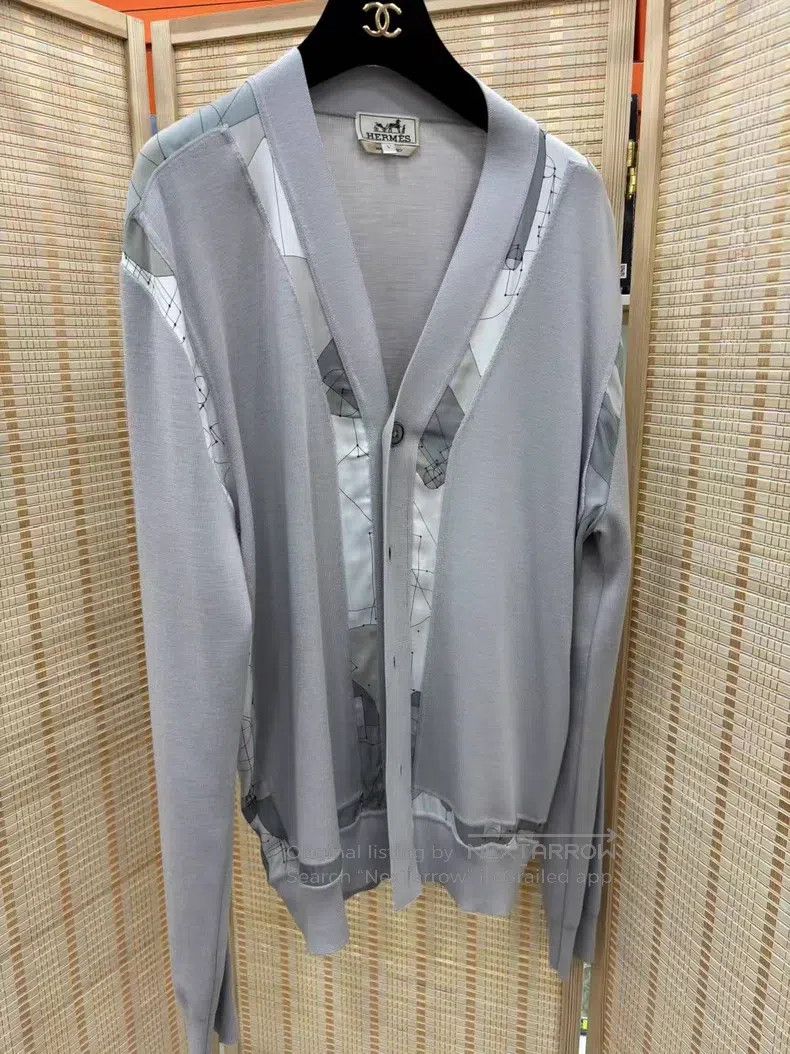 Hermes Hermes Men's knit open-front shirt in gray, size L, made f Size US L / EU 52-54 / 3 - 1 Thumbnail