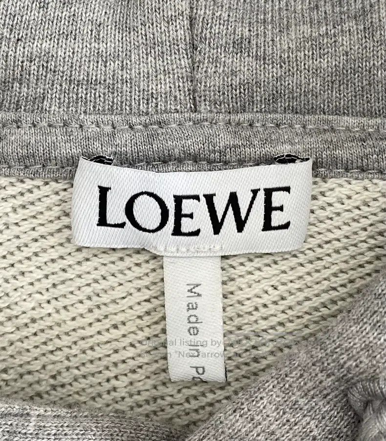 Loewe Gray Leather Pocket Large Logo Hoodie with Hood