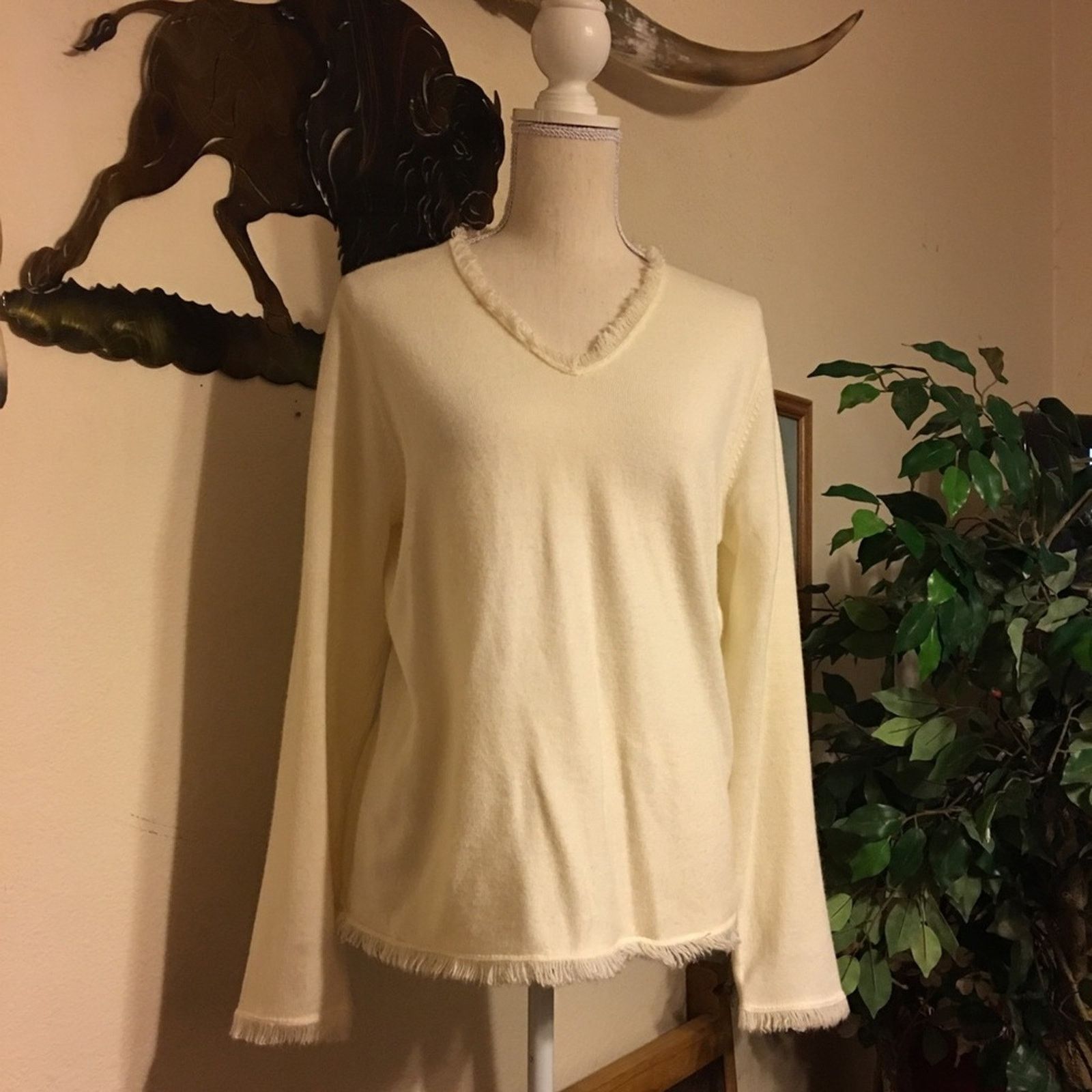 Other Chadwick’s Of Boston cream fringe sweater NWOT L Size L / US 10 / IT 46 - 1 Thumbnail
