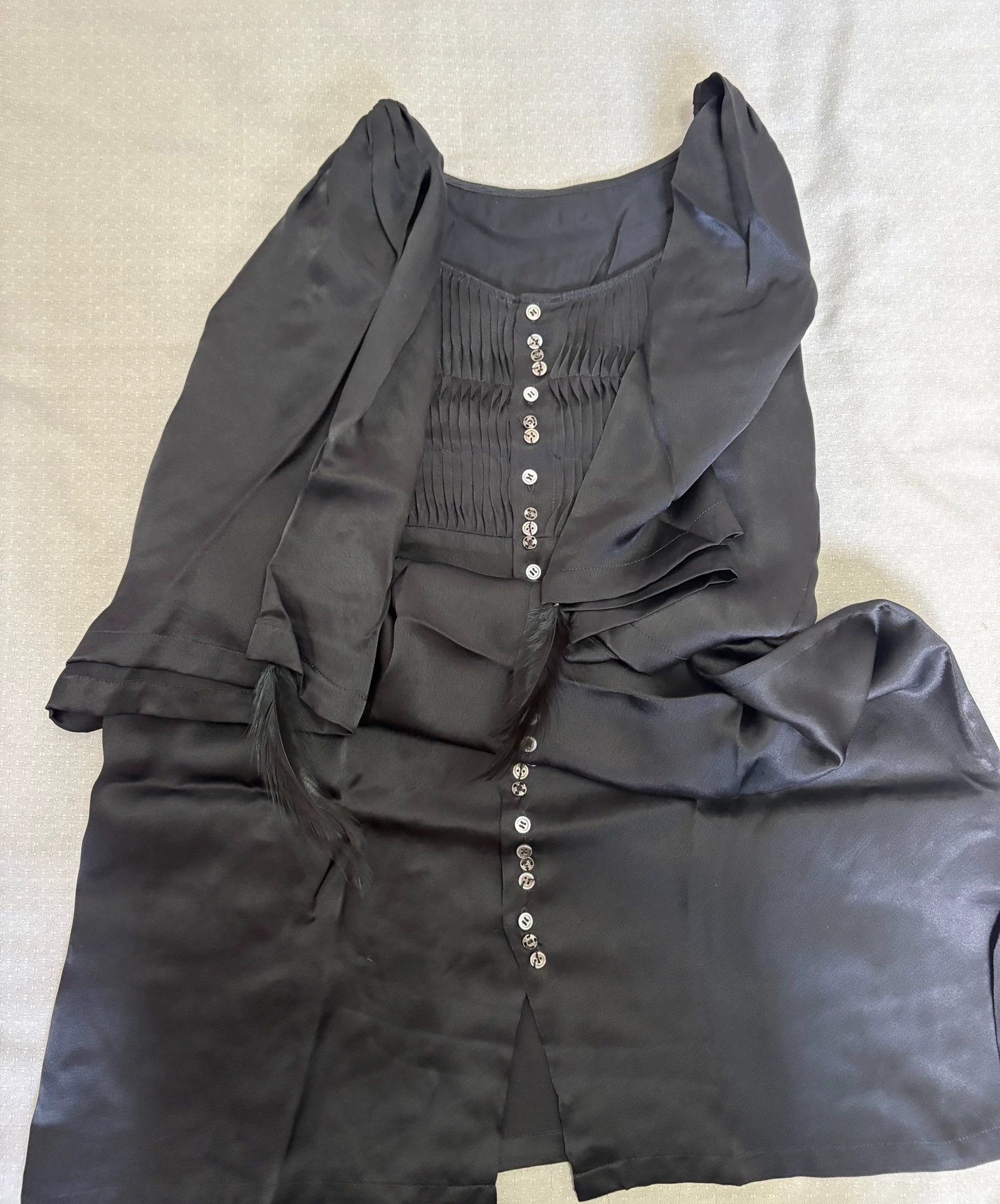 Sunao Kuwahara sunaokuwahara vintage dress feather collar pleats buttoned Size M / US 6-8 / IT 42-44 - 5 Thumbnail
