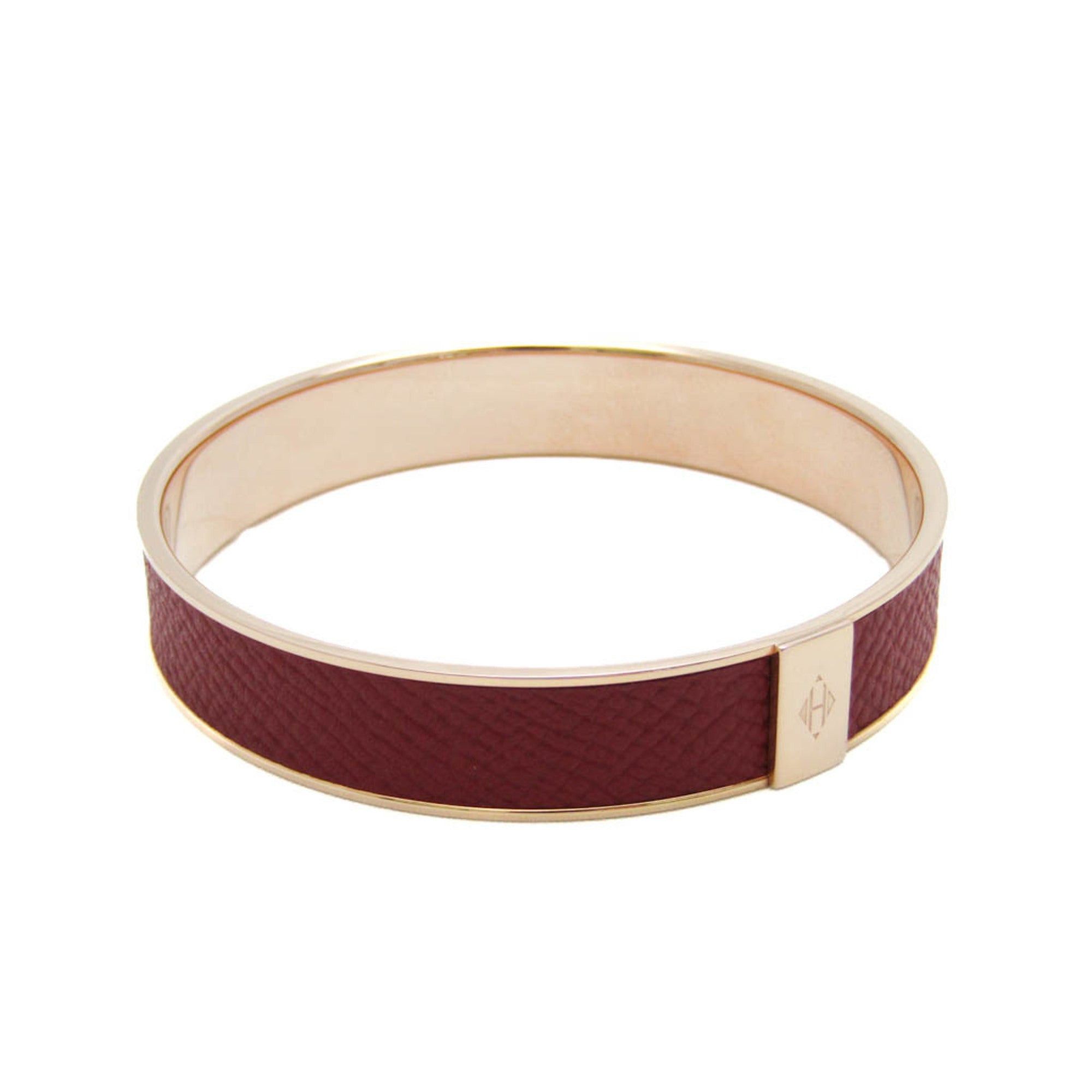 image of Hermes Kawaii Epsom Leather,metal Bangle Pink Gold,red Color in Black, Women's