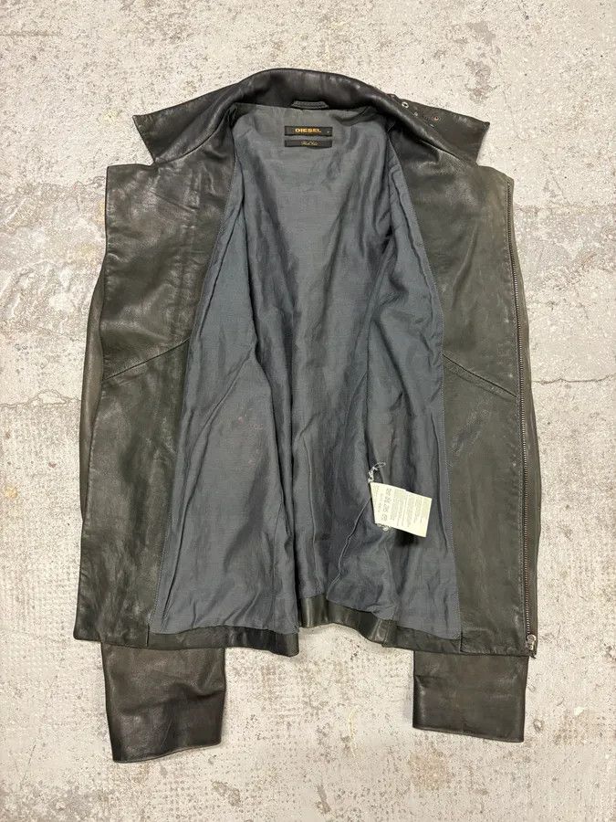 Diesel Diesel Studded Eyelet Grey Leather Jacket Size S / US 4 / IT 40 - 3 Thumbnail
