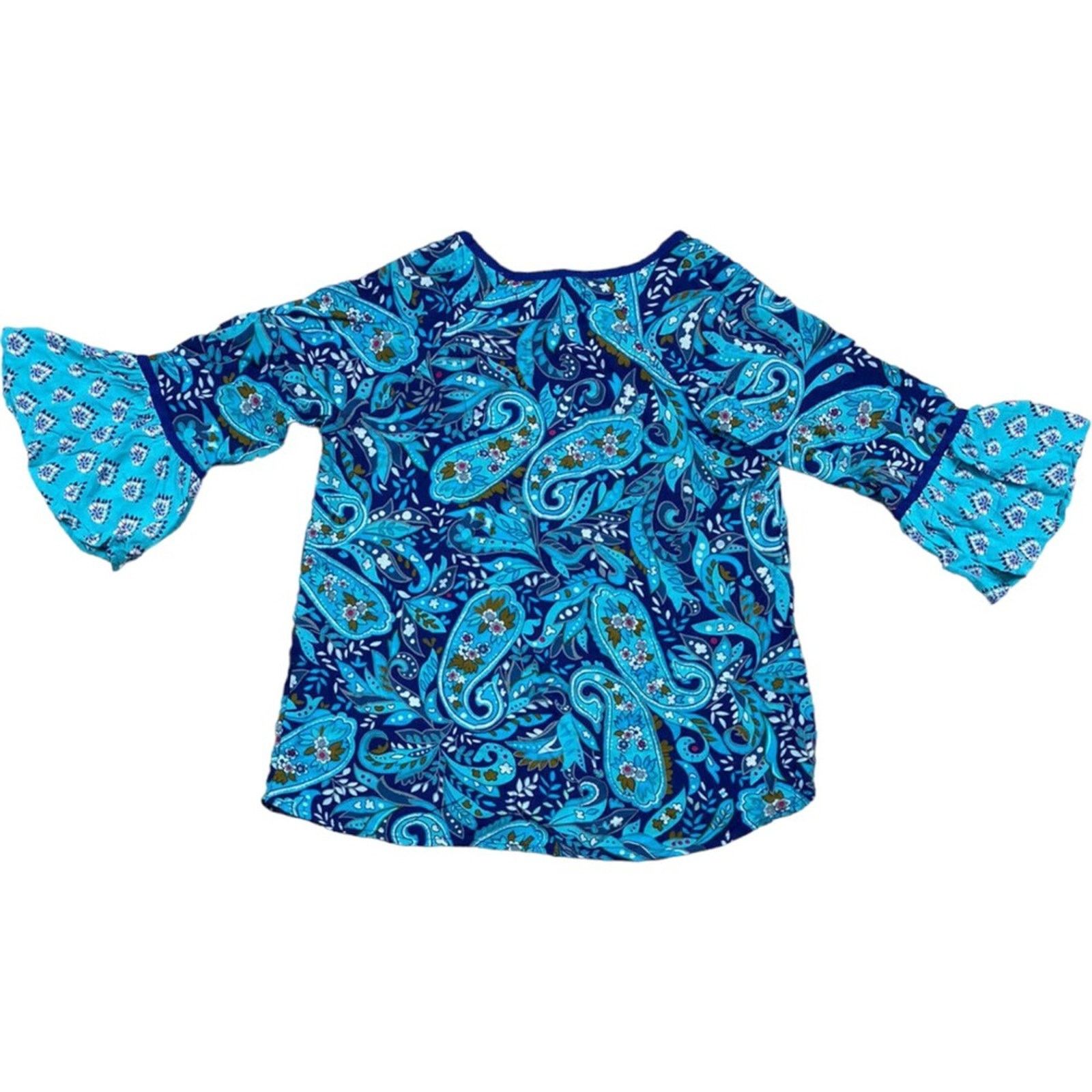 Vera Bradley VERA BRADLEY Blue Daisy Paisley Kelsey Flutter Top, M Size M / US 6-8 / IT 42-44 - 2 Thumbnail