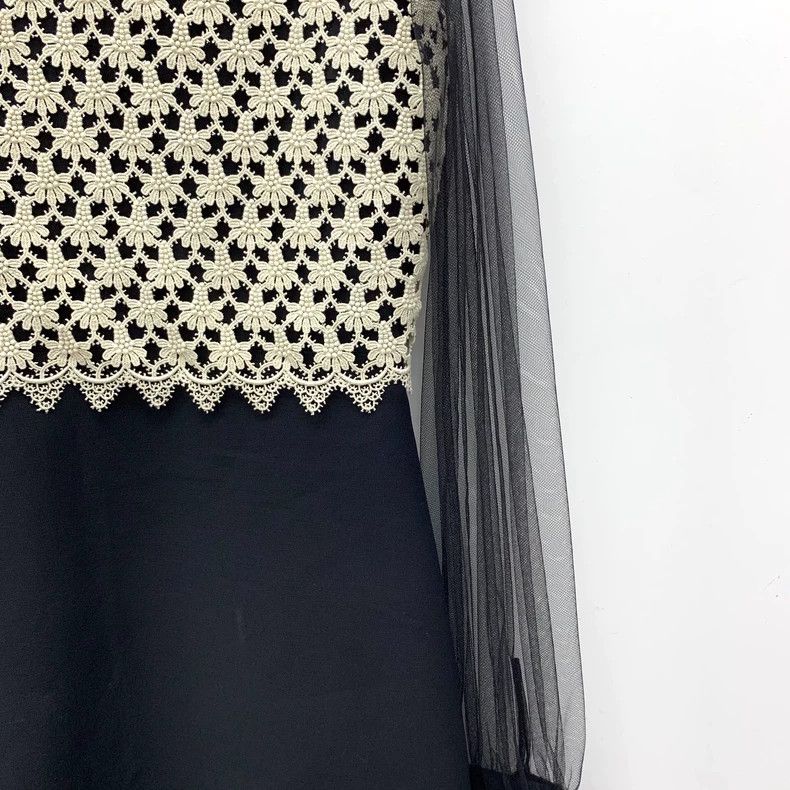 Gucci Gucci Black water-soluble flower stitching lace wool dress Size M / US 6-8 / IT 42-44 - 4 Thumbnail
