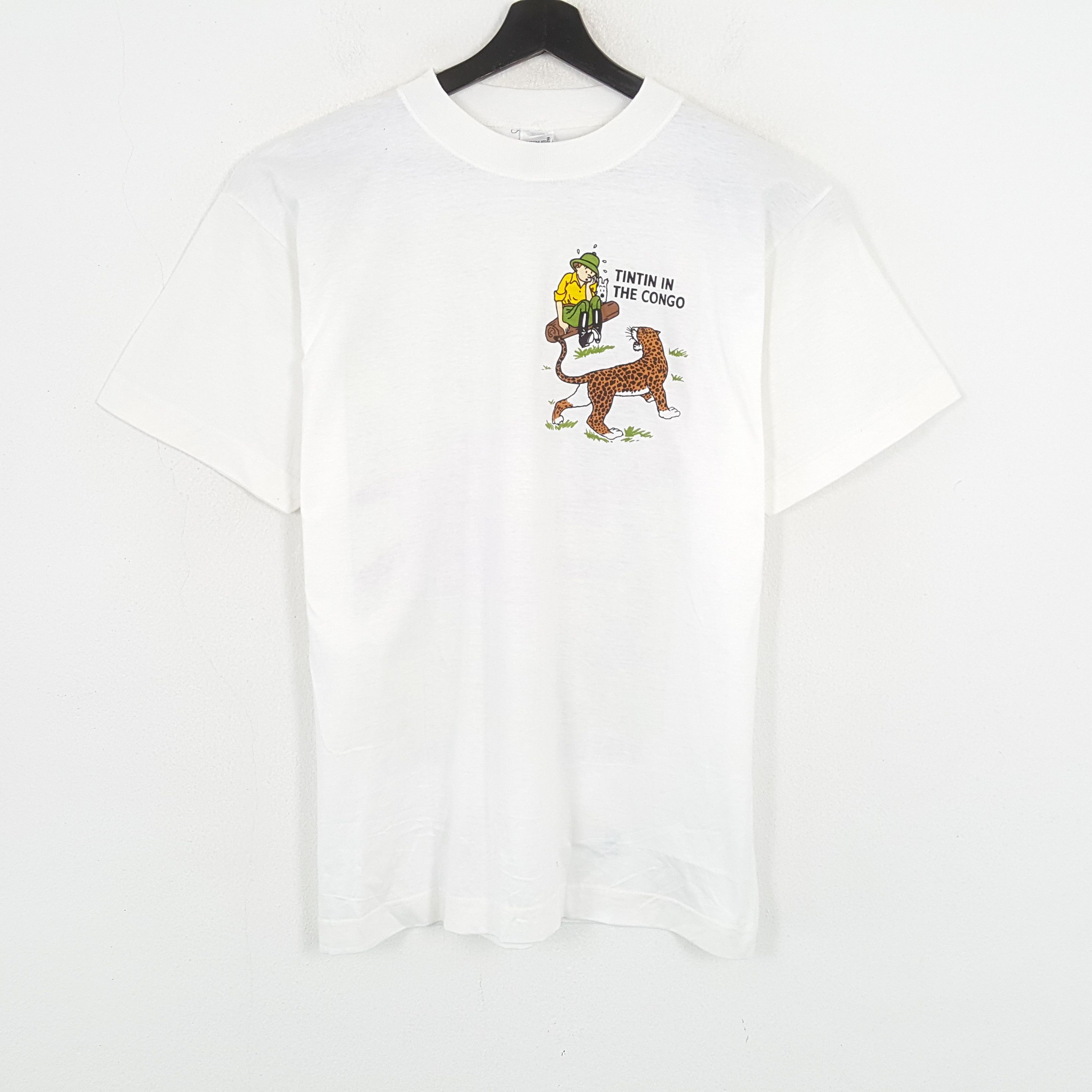 Vintage TINTIN IN THE CONGO Cartoon Tshirt Size US L / EU 52-54 / 3 - 3 Thumbnail