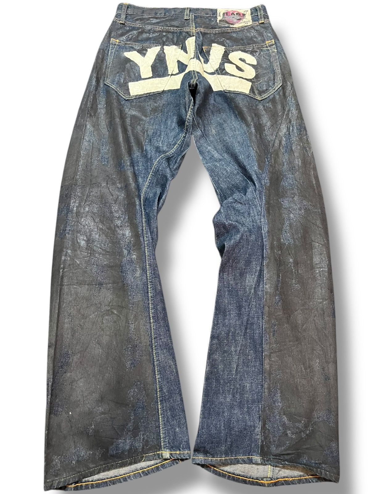 Who Decides War Vintage YNJS Two Tones Curvy Leg Embroidery Denim Size US 30 / EU 46 - 1 Thumbnail