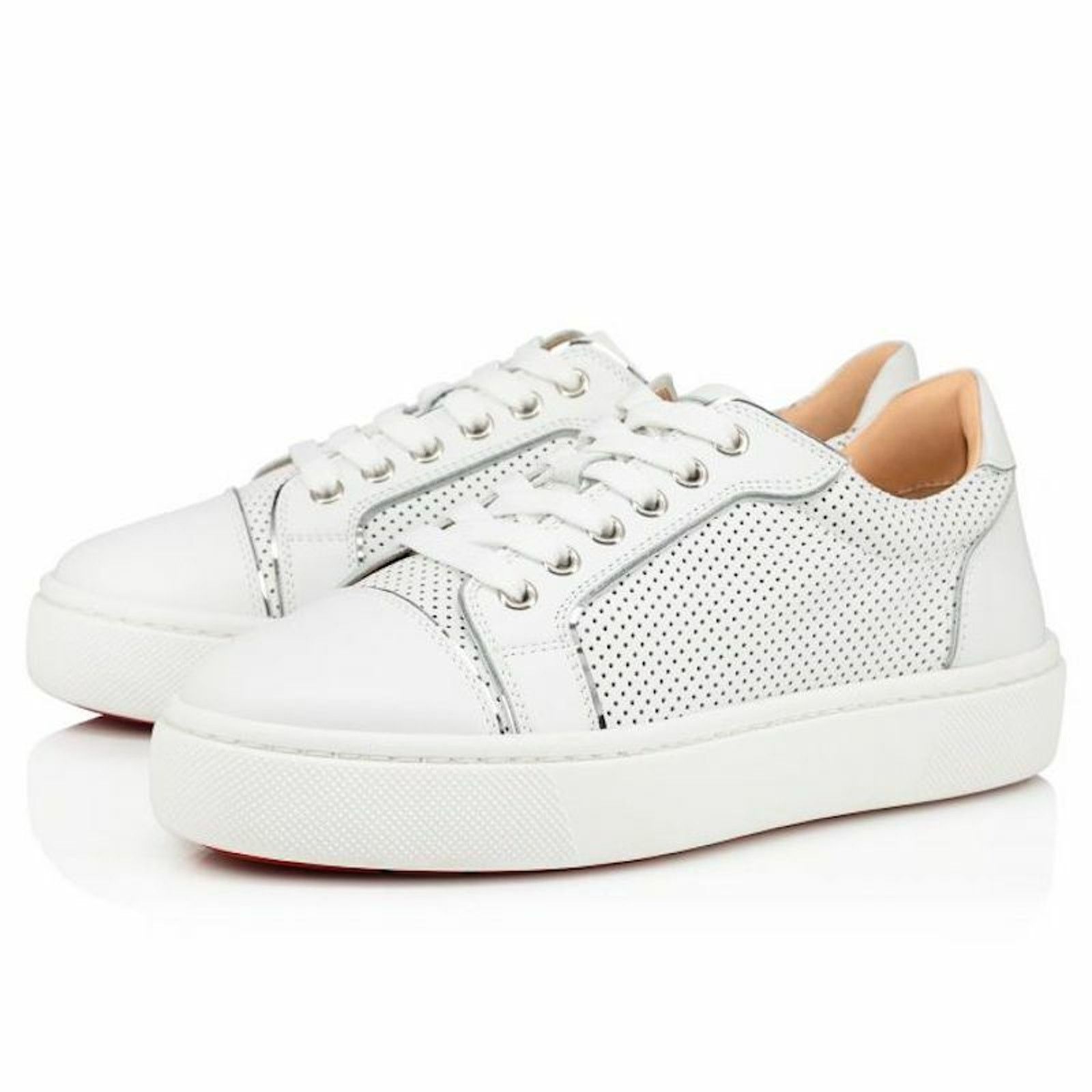 Christian Louboutin Christian Louboutin White Leather Low Top Sneaker 40 Size US 10 / IT 40 - 1 Thumbnail