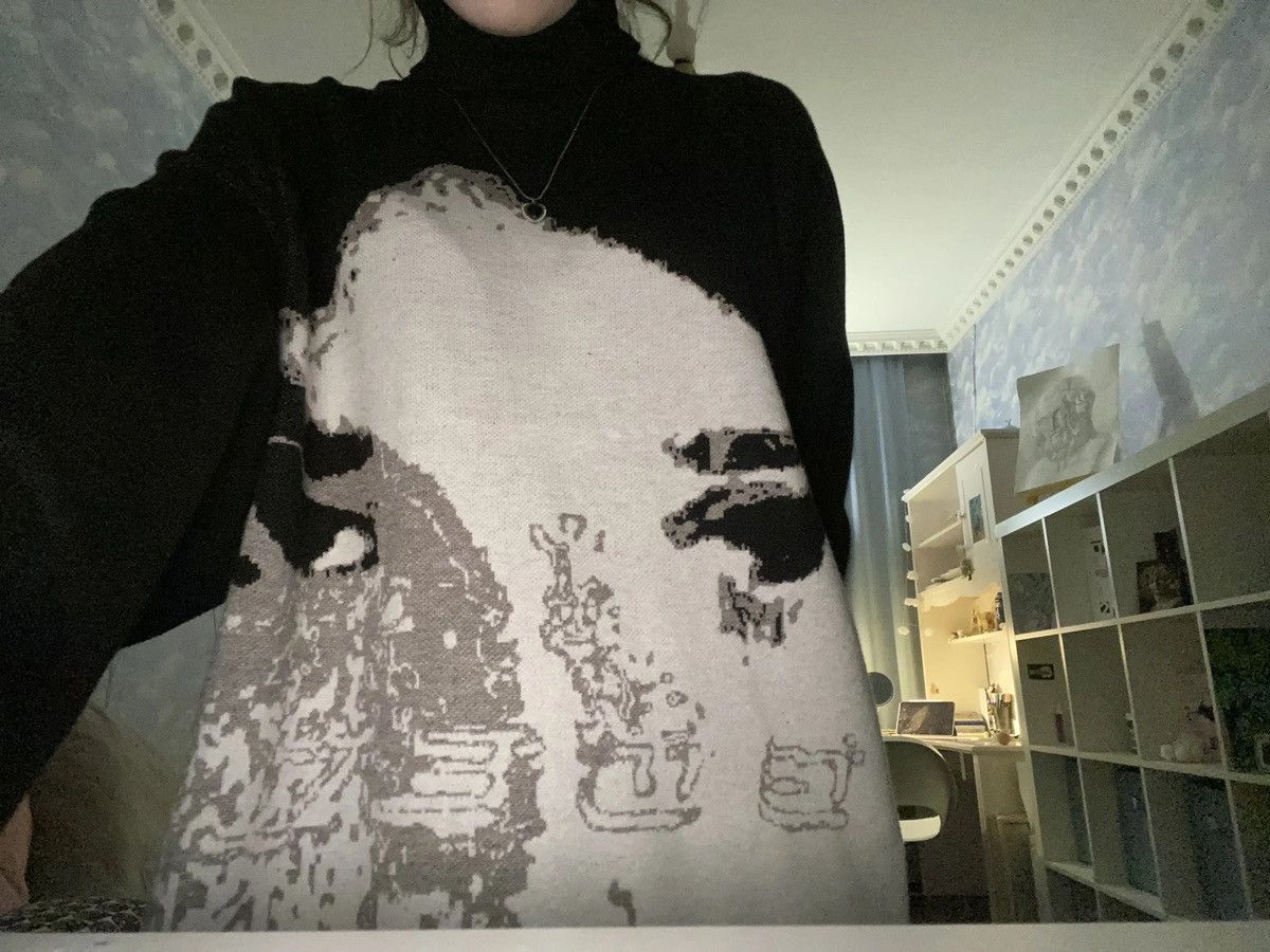 Japanese Brand × Vintage Knitted sweater hip-hop style high collar portrait print Size US M / EU 48-50 / 2 - 7 Thumbnail