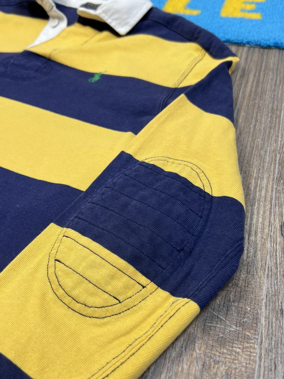 Polo Ralph Lauren × Rugby Ralph Lauren × Vintage Polo Ralph Lauren Yellow Blue Rugby Polo Long Sleeve Shirt Size US S / EU 44-46 / 1 - 5 Thumbnail