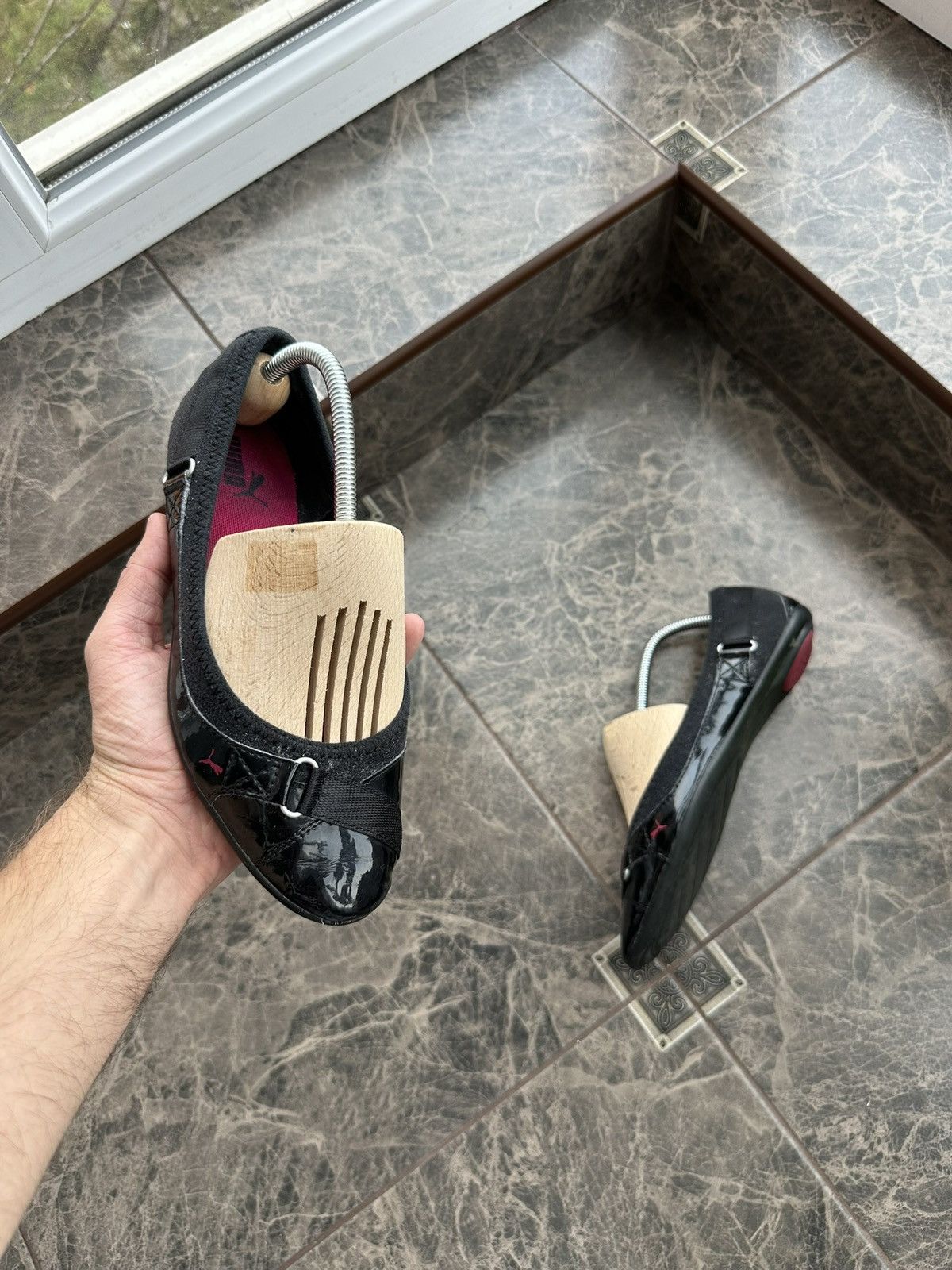 Puma Puma Women’s Ballet Flats Black Patent Toe Slip-On Shoes Size US 8.5 / IT 38.5 - 2 Thumbnail