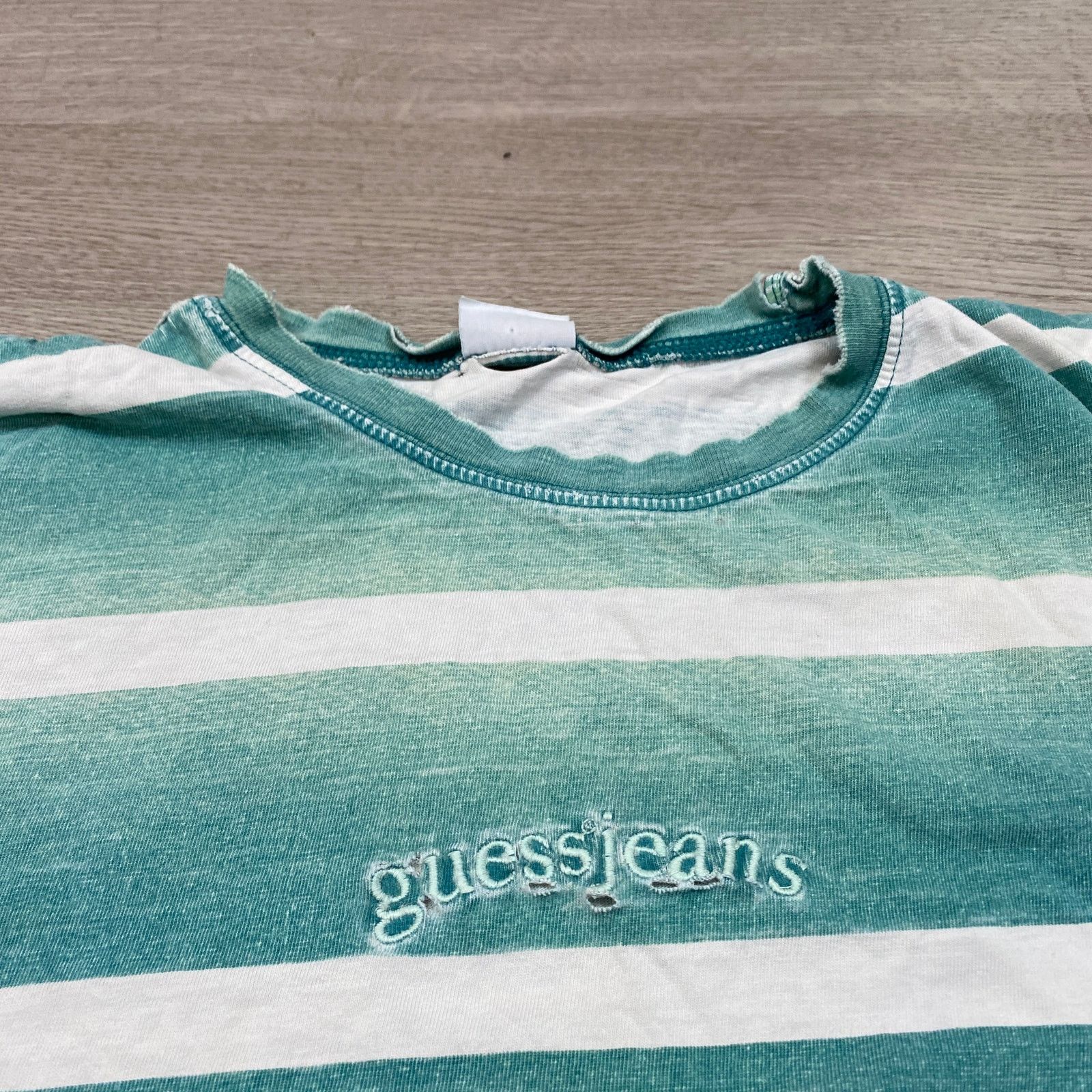 Guess × Vintage VTG 90s Guess Jeans Boxy Striped Tee Shirt Large Y2K Grunge Size US L / EU 52-54 / 3 - 8 Thumbnail