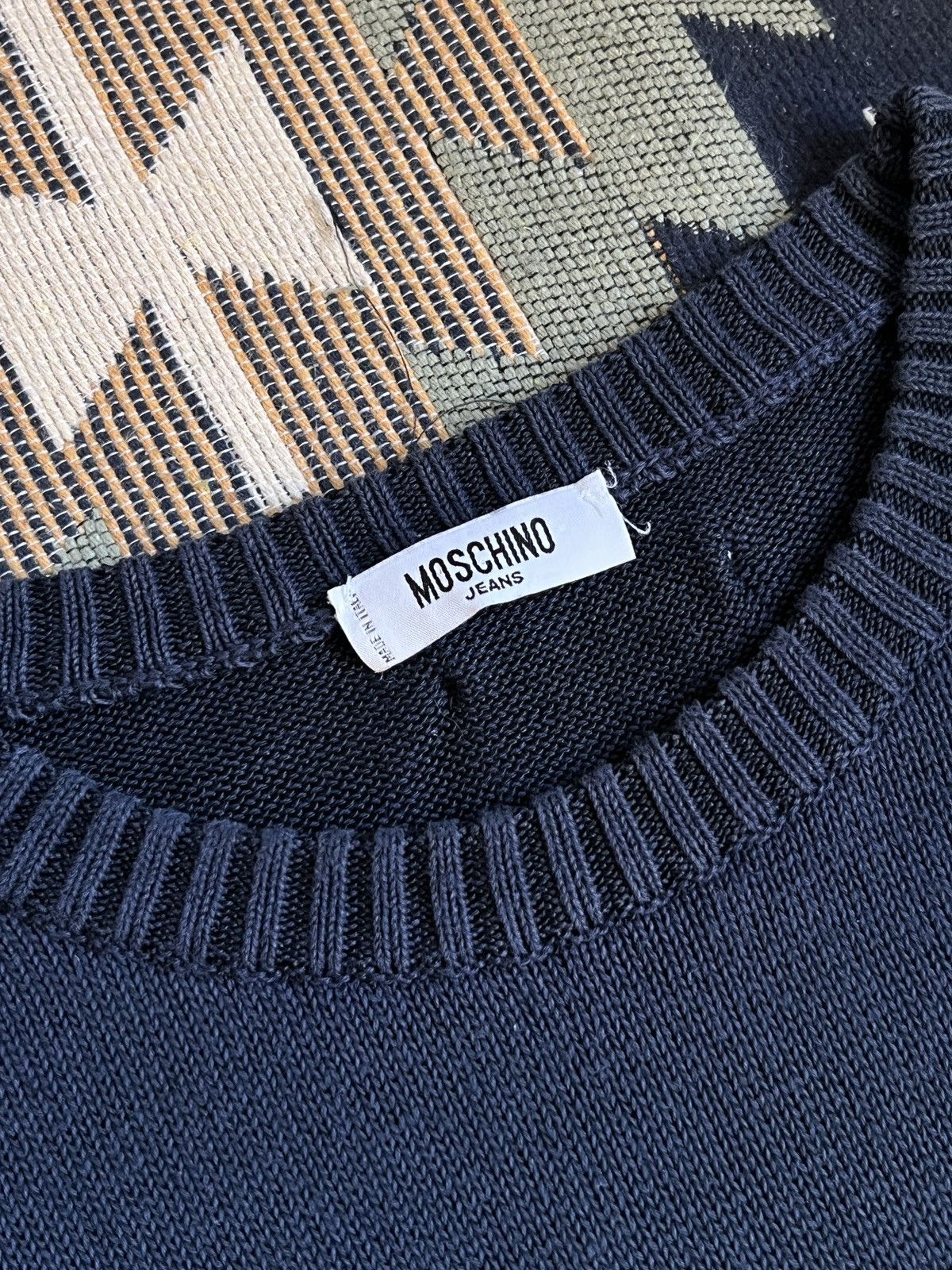 Moschino Moschino Jeans Big Logo Crewneck Knit Sweater Size US XXL / EU 58 / 5 - 5 Thumbnail