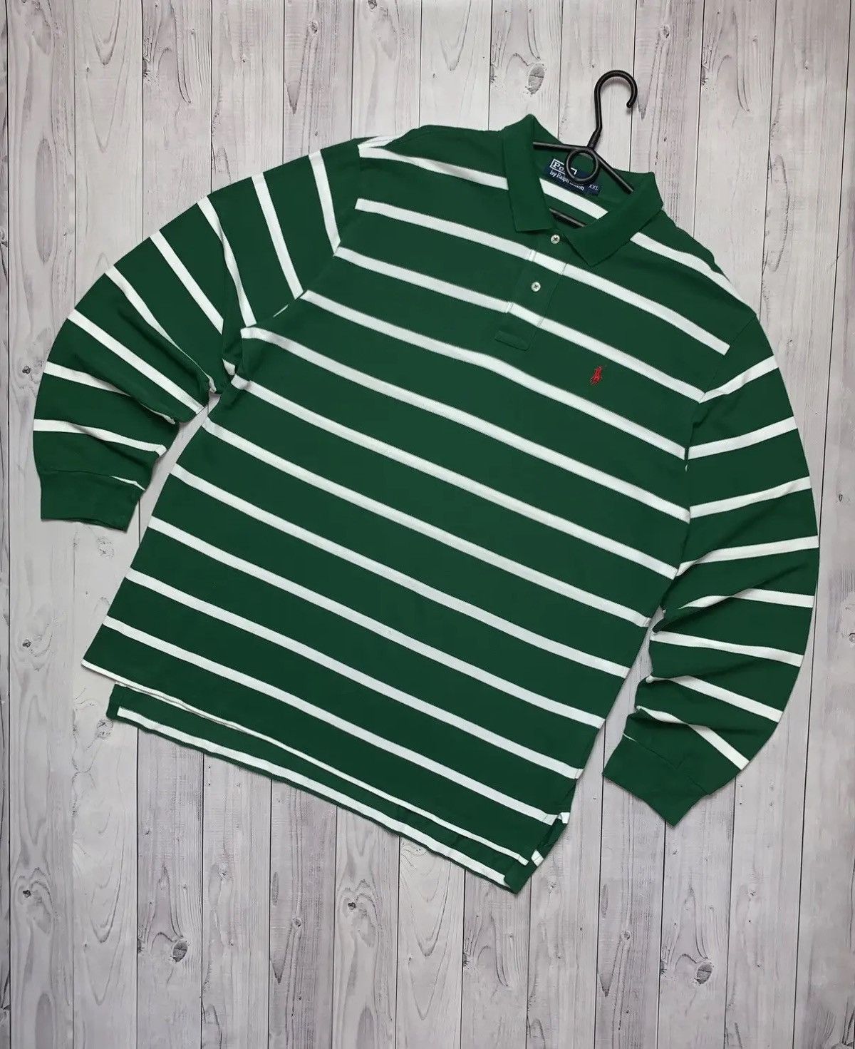 Vintage Vintage rugby Polo Ralph Lauren longsleeve green striped XXL Size US XXL / EU 58 / 5 - 2 Thumbnail