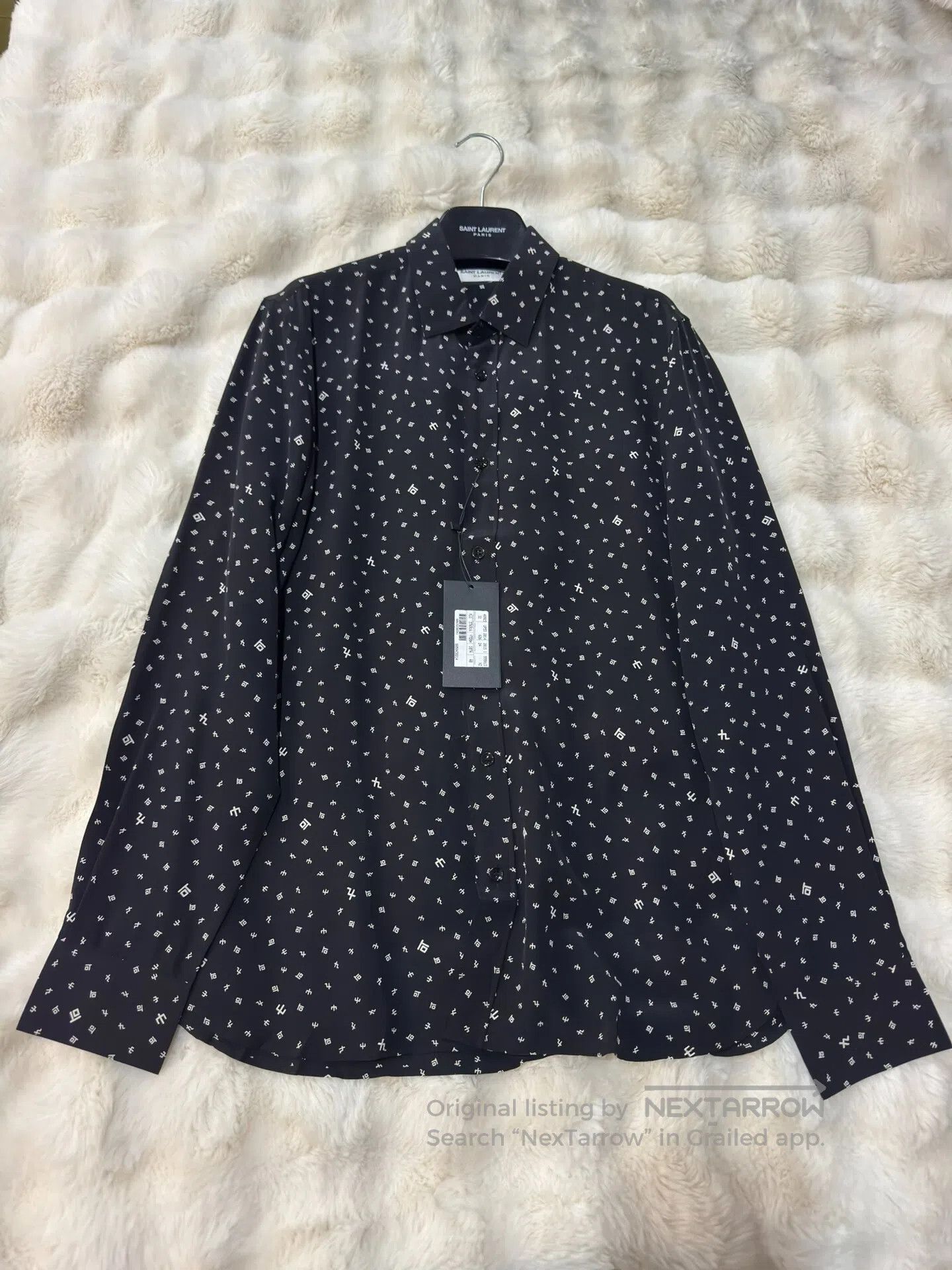 Saint Laurent Paris Saint Laurent Paris Symbol Print Silk Shirt| Size S / US 4 / IT 40 - 1 Thumbnail