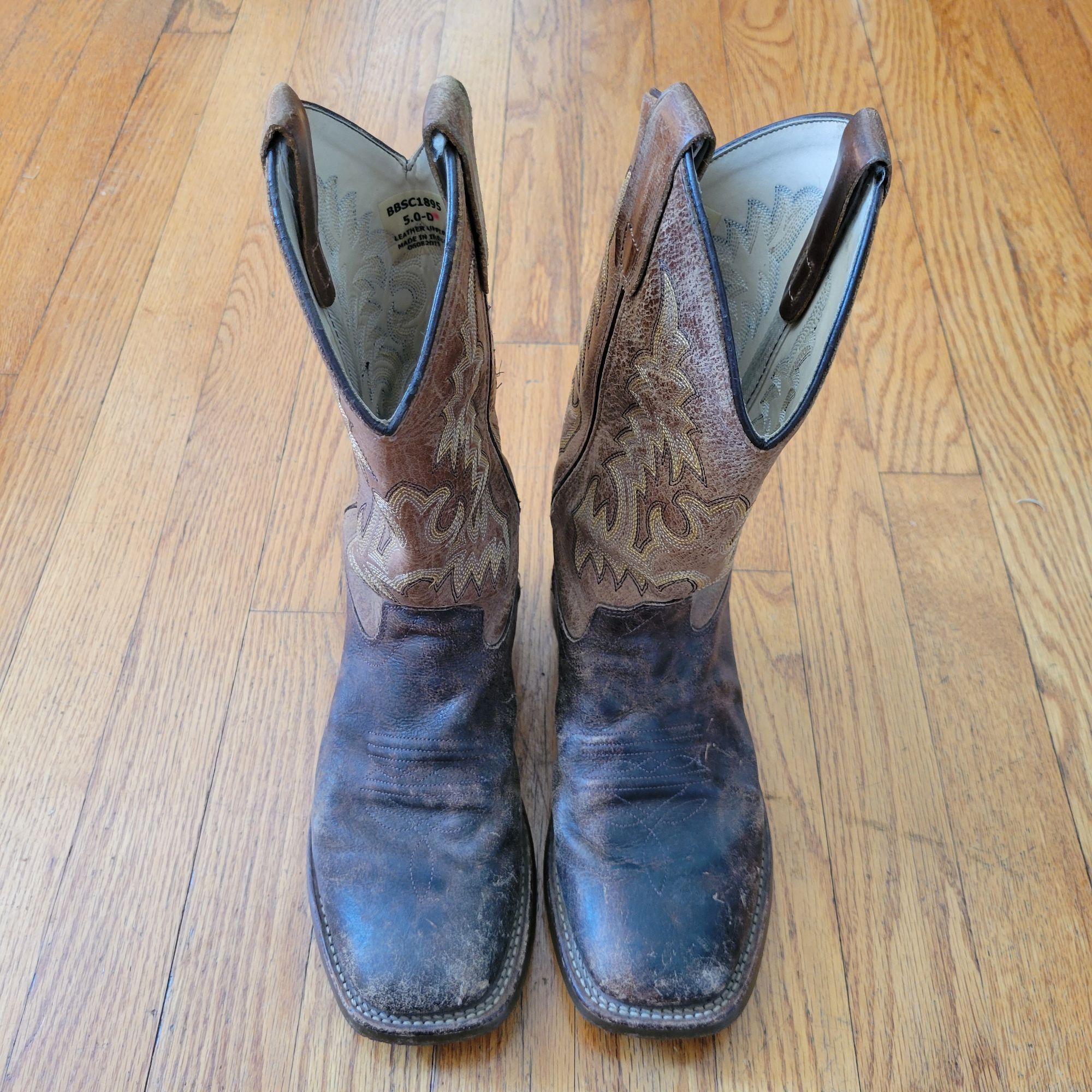 Other Old West Leather Cowboy Boots 5D Square Toe Western Grunge Size US 6.5 / IT 36.5 - 2 Thumbnail