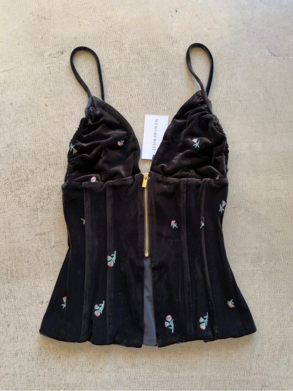 Other WeWoreWhat / Embroidered Velvet Peplum Corset / Black Size S / US 4 / IT 40 - 9 Thumbnail