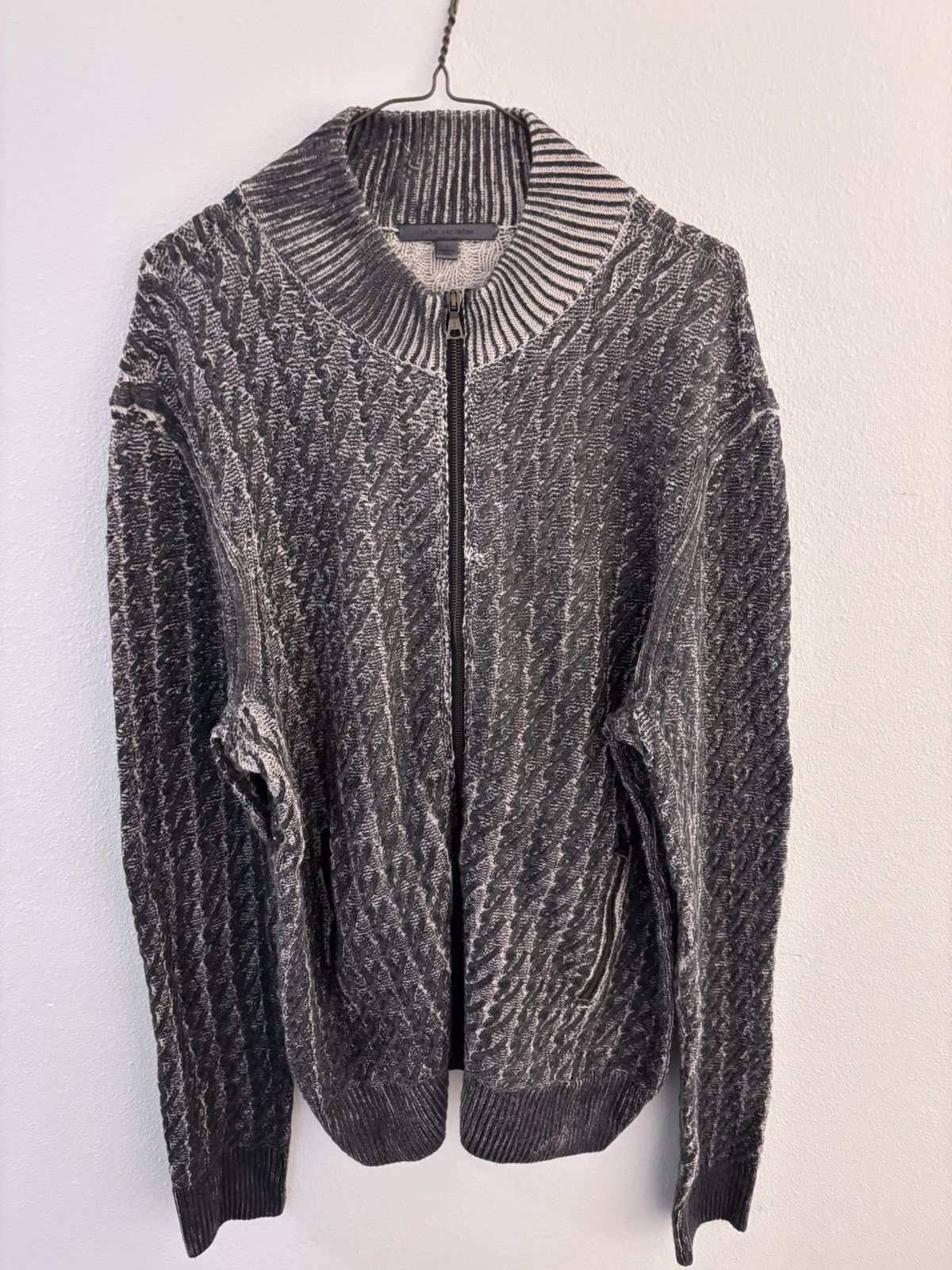 John Varvatos John Varvatos Men’s foil cable knit zipper cardigan sweater Size US L / EU 52-54 / 3 - 1 Thumbnail