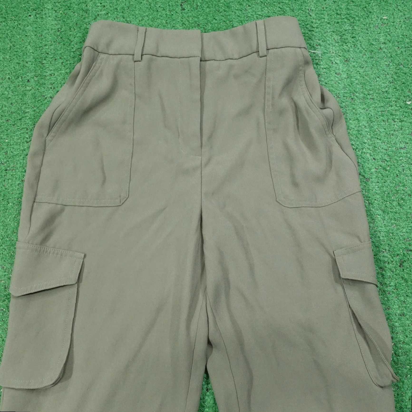 Express Express Pants Womens 2 Olive Green Ankle High Rise Cargo Tapered Leg Size 26" / US 2 / IT 38 - 2 Thumbnail