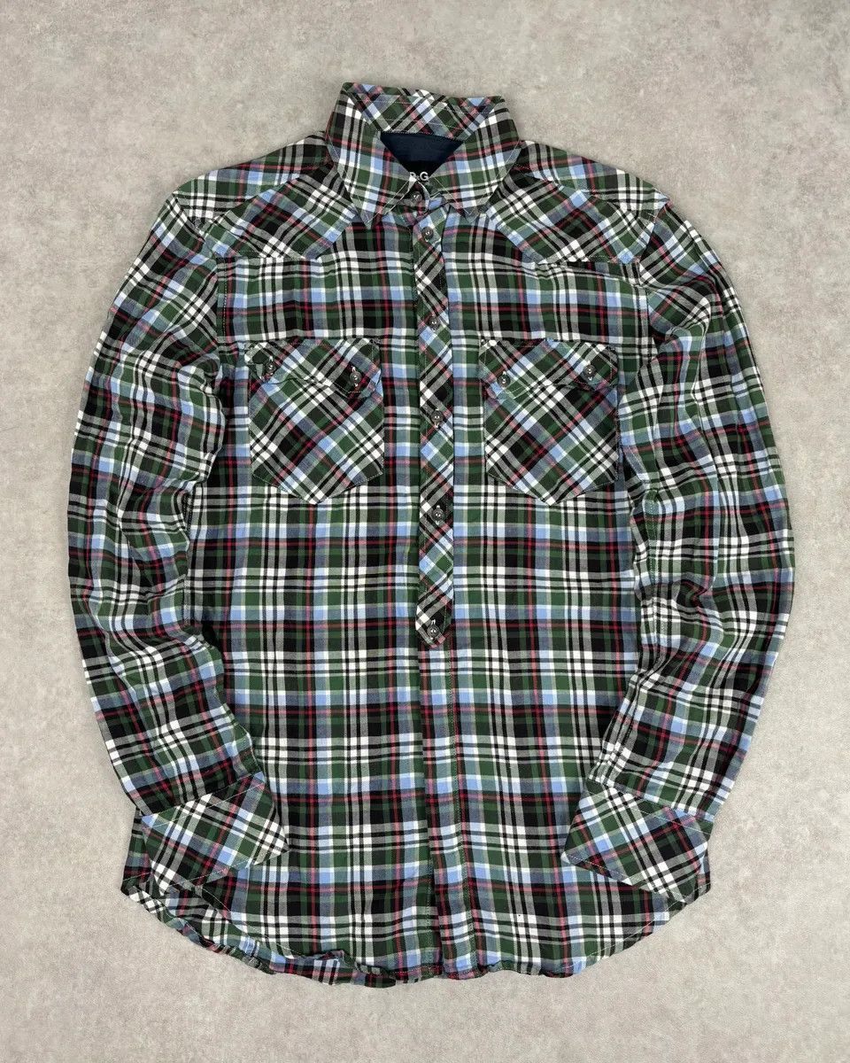 Dolce & Gabbana AW2008 Dolce & Gabbana Green Tartan Checkered Western Shirt Size US M / EU 48-50 / 2 - 1 Thumbnail
