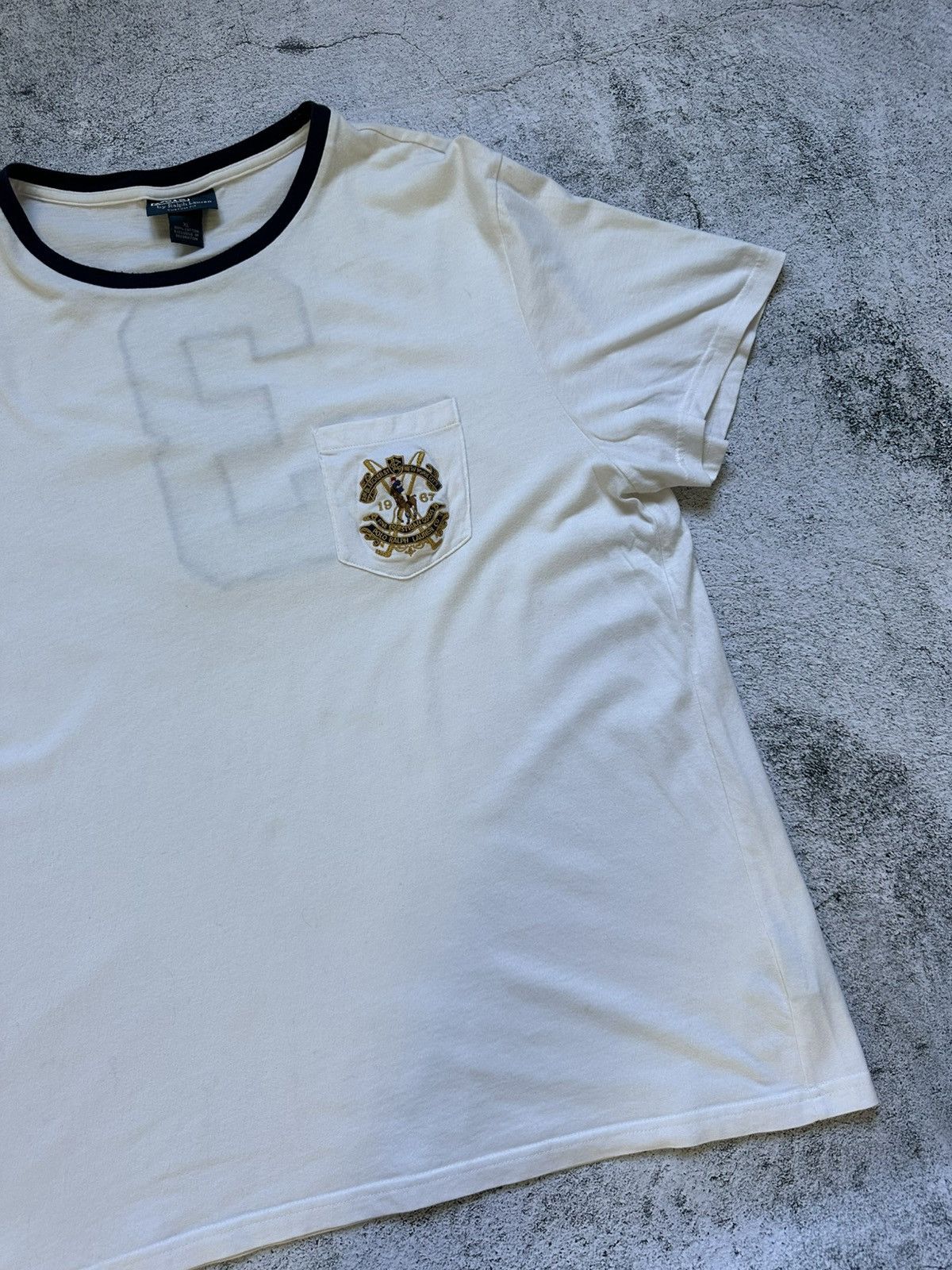 Polo Ralph Lauren Vintage Polo Ralph Lauren T-shirt Yellow Big Logo White Fit Size US XL / EU 56 / 4 - 6 Thumbnail