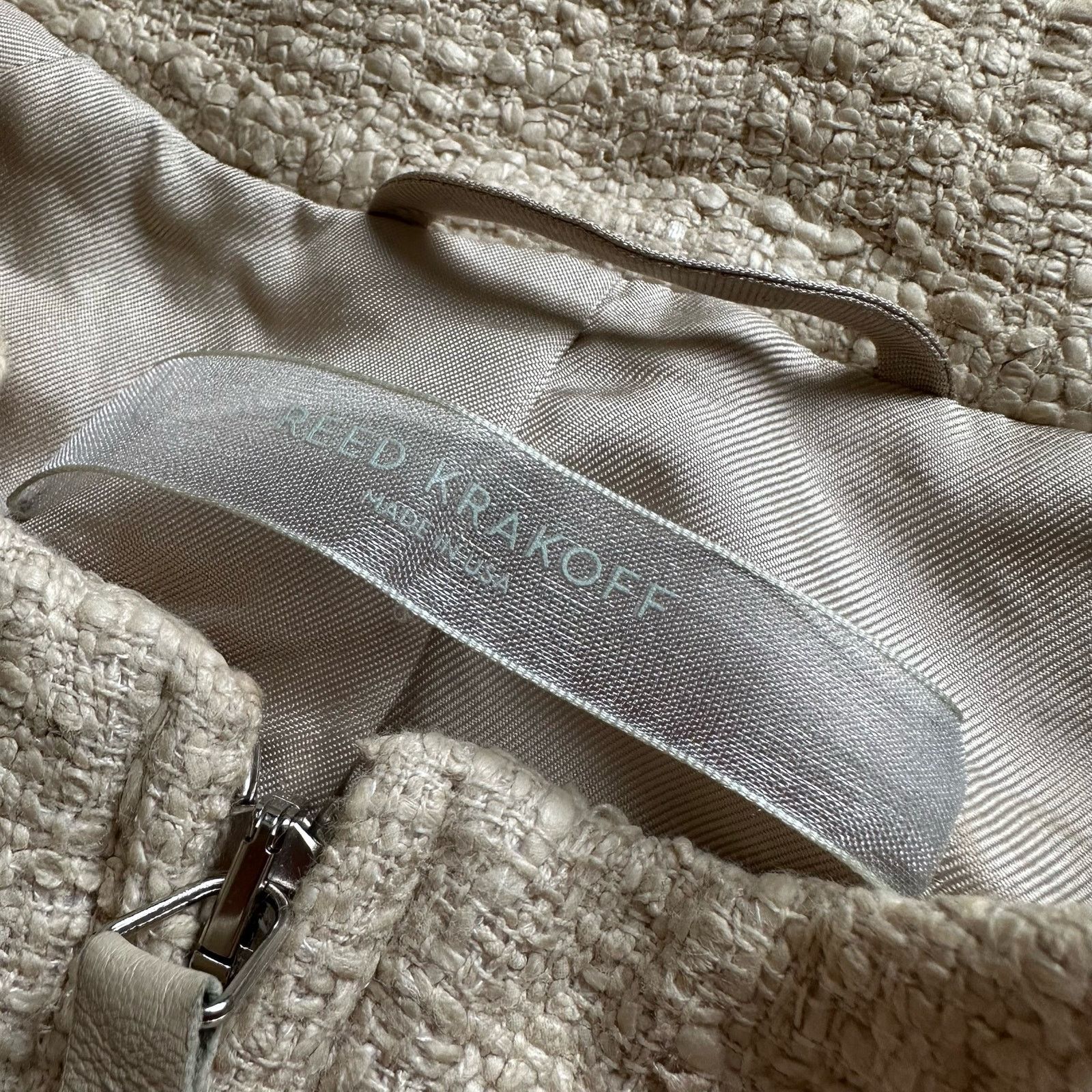 Other Reed Krakoff Tweed Collarless Jacket in Creme Beige | LArge Size L / US 10 / IT 46 - 4 Thumbnail