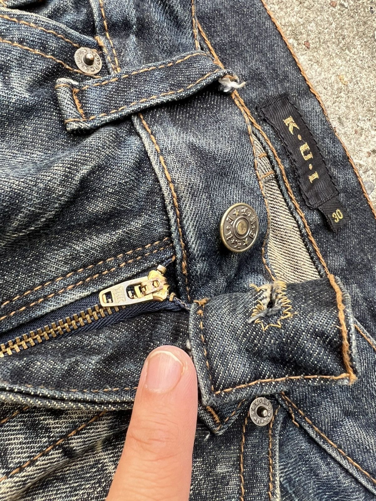 Vintage 💥Flare💥Japanese Brand Kui Distress Jeans Very Rare Size US 30 / EU 46 - 14 Thumbnail
