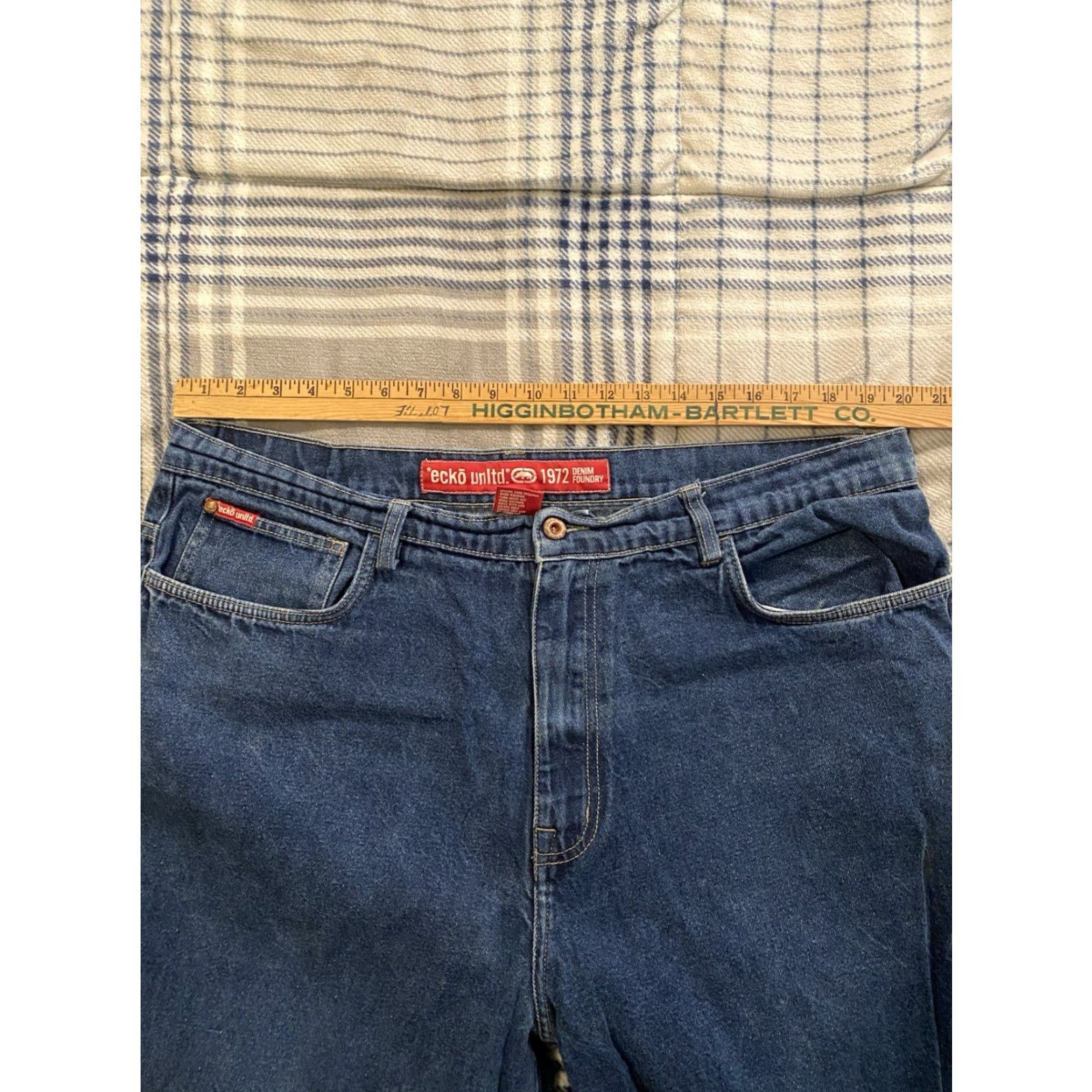 Ecko Unltd. VINTAGE Ecko Unltd Jeans Baggy Wide-Leg Men’s 40x31 Hip Hop Skater 90s Grunge Blue Denim Cotton Relaxed Inseam 31 Logo Embroidered Size US 40 / EU 56 - 4 Thumbnail
