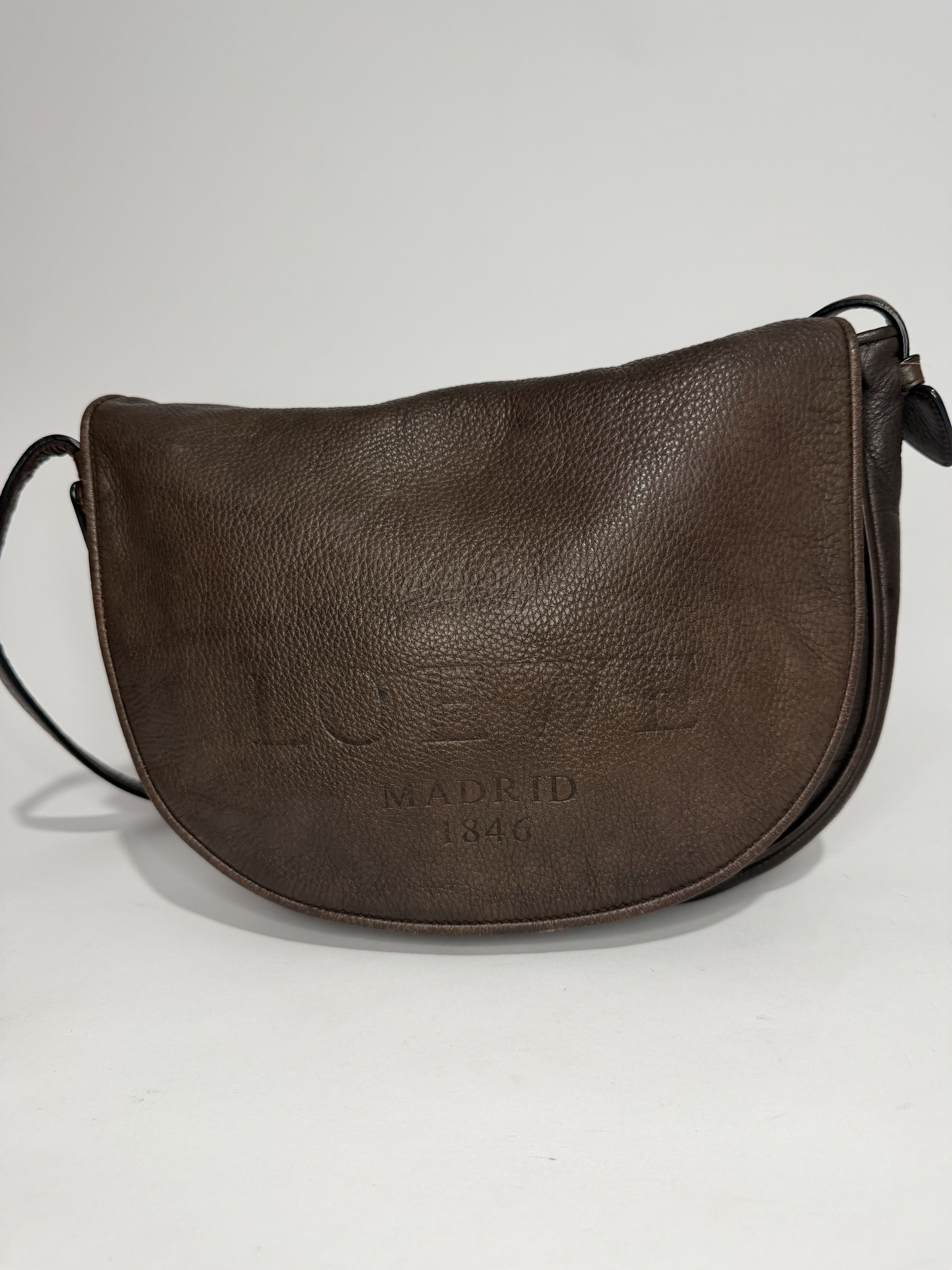 Loewe Loewe Madrid 1846 Brown Pebbled Leather Crossbody Saddle Bag Size ONE SIZE - 2 Thumbnail