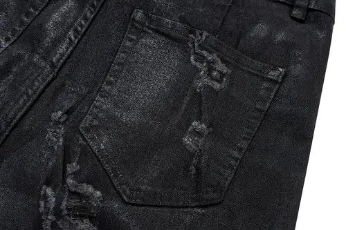 VIBE High Street Ripped Damaged Coatted Wax Baggy Flare Size US 32 / EU 48 - 8 Thumbnail