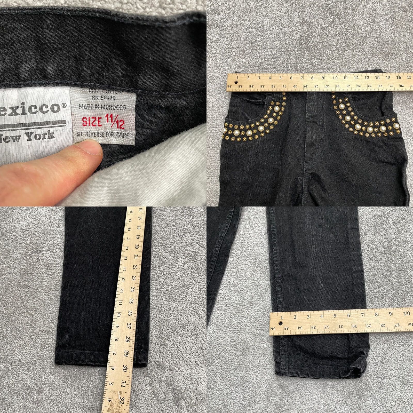 Brighton Brighton Blue Lexicco Vintage Studded Denim Jeans Womens 12 Black Straight 90s Retro Designer Jeans Size 34" / US 12 / IT 48 - 8 Thumbnail