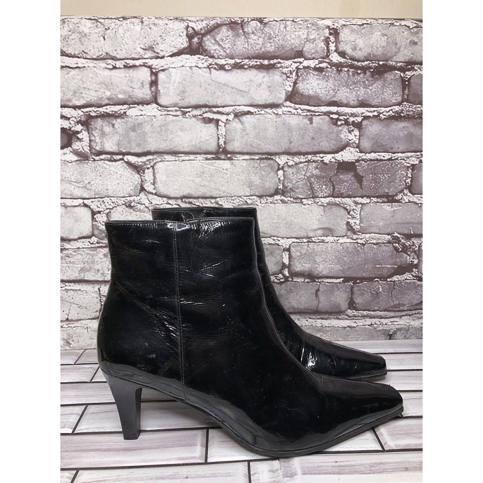 Aigner Etienne Aigner Filly Black Patent Leather Side Zipper Heel B Size US 9.5 / IT 39.5 - 3 Thumbnail