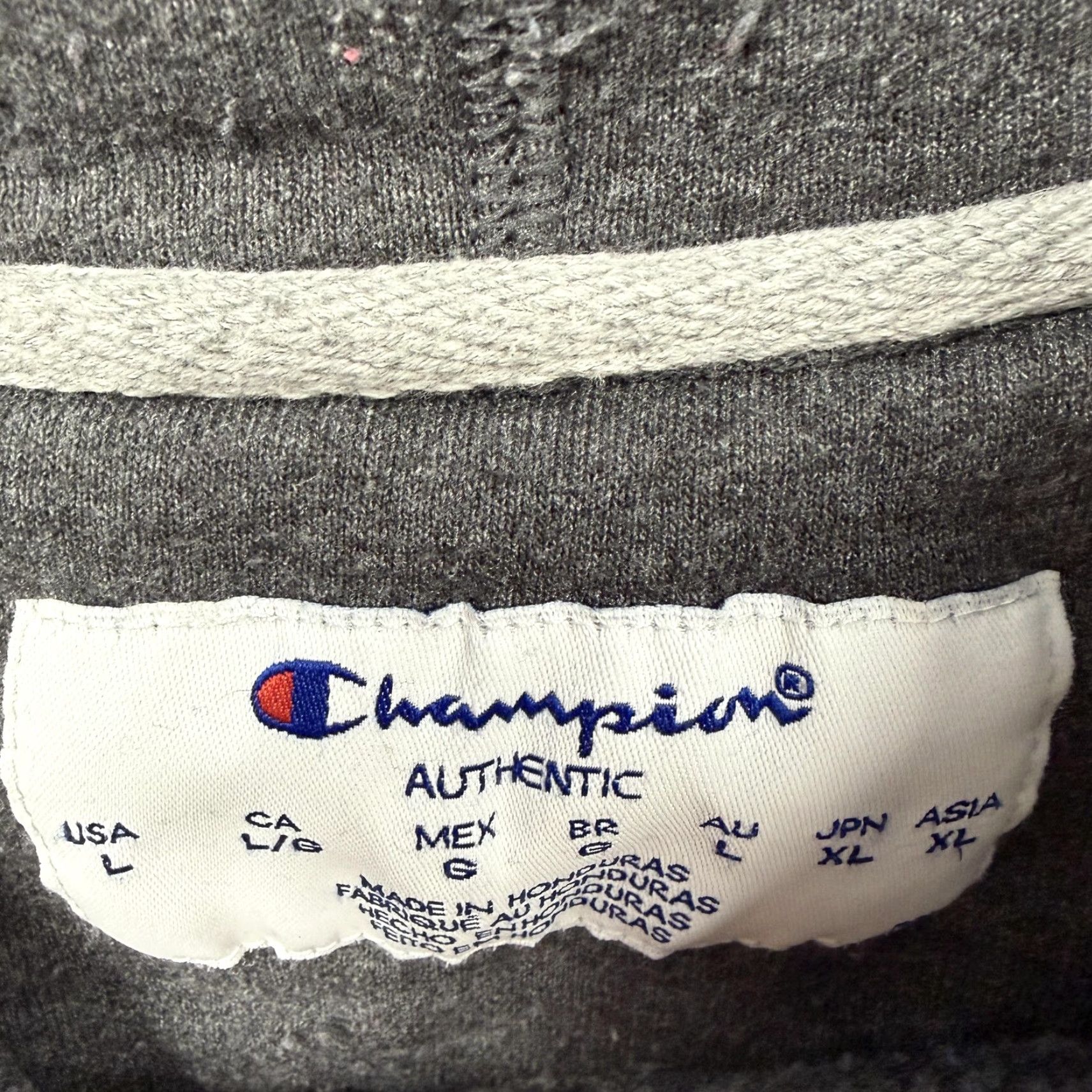 Champion Champion Hoodie Mens Large Gray Script Logo Fleece Pullover Sweatshirt Athletic Size US L / EU 52-54 / 3 - 7 Thumbnail