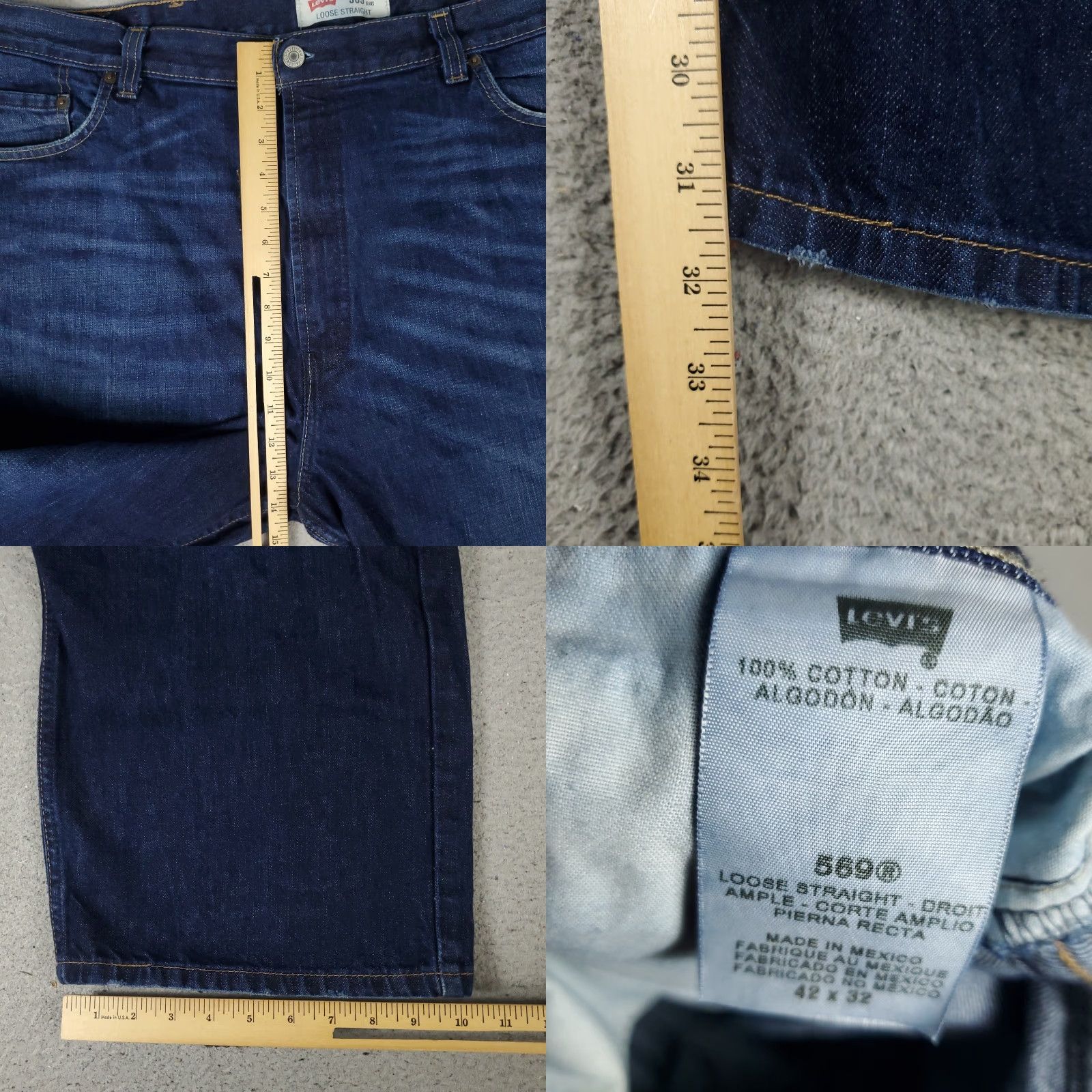 Levi's Levi's 569 Jeans Mens Regular 42x32 Blue Denim Loose Fit Pants Size US 42 / EU 58 - 8 Thumbnail