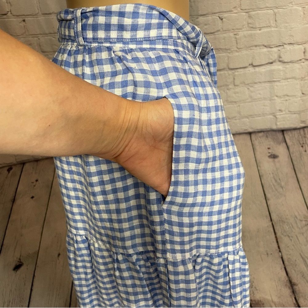 Polo Ralph Lauren NWT New $198 Polo Ralph Lauren Gingham Linen Tiered Midi Bl Size 30" / US 8 / IT 44 - 9 Thumbnail