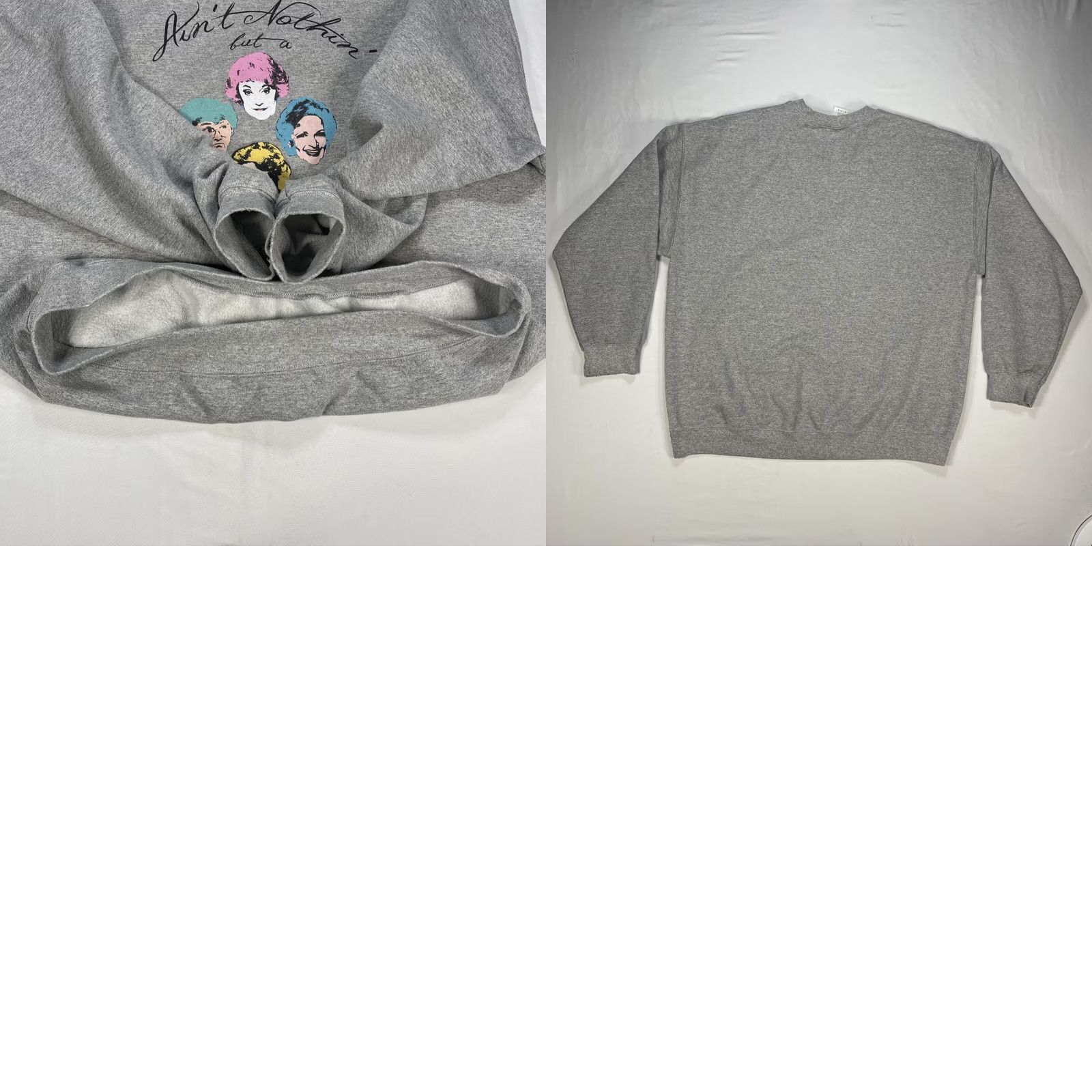 Gildan VINTAGE Golden Girls Sweatshirt XL Nothin But A Gangsta Party Y2K Betty White Gildan Crew Neck Pullover Graphic Print Unisex Adults Gray Size US XL / EU 56 / 4 - 8 Thumbnail