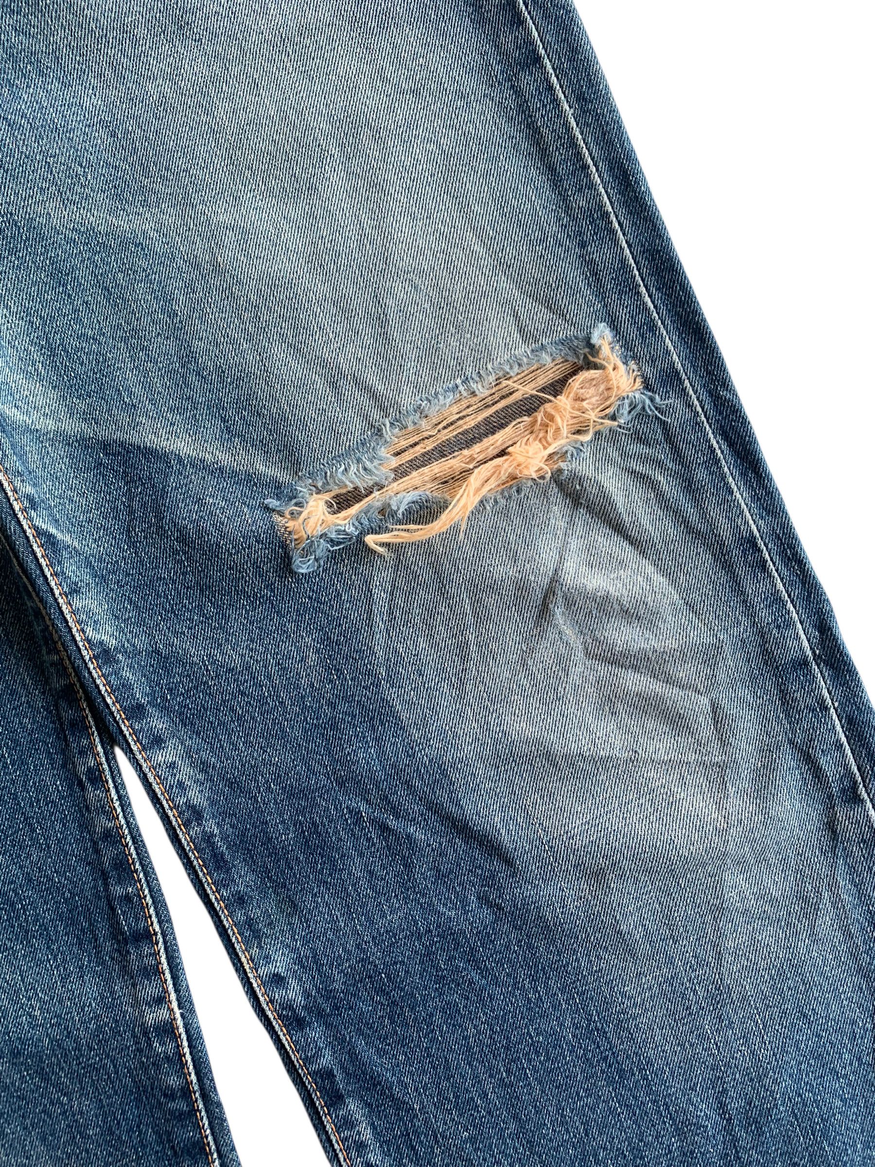 Edwin VTG EDWIN 505X SELVEDGE BAGGY FADED&RUSTY DISTRESSED DENIM Size US 31 - 17 Thumbnail