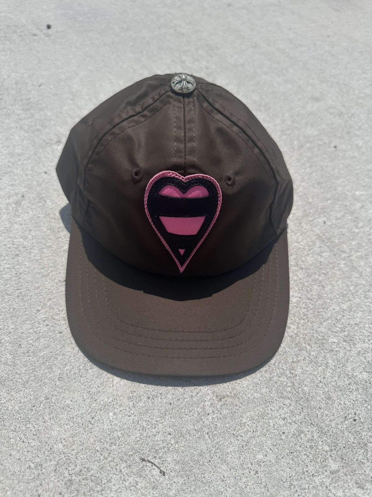 Chrome Hearts Leather Pink Heart Brown Hat with Gunslinger