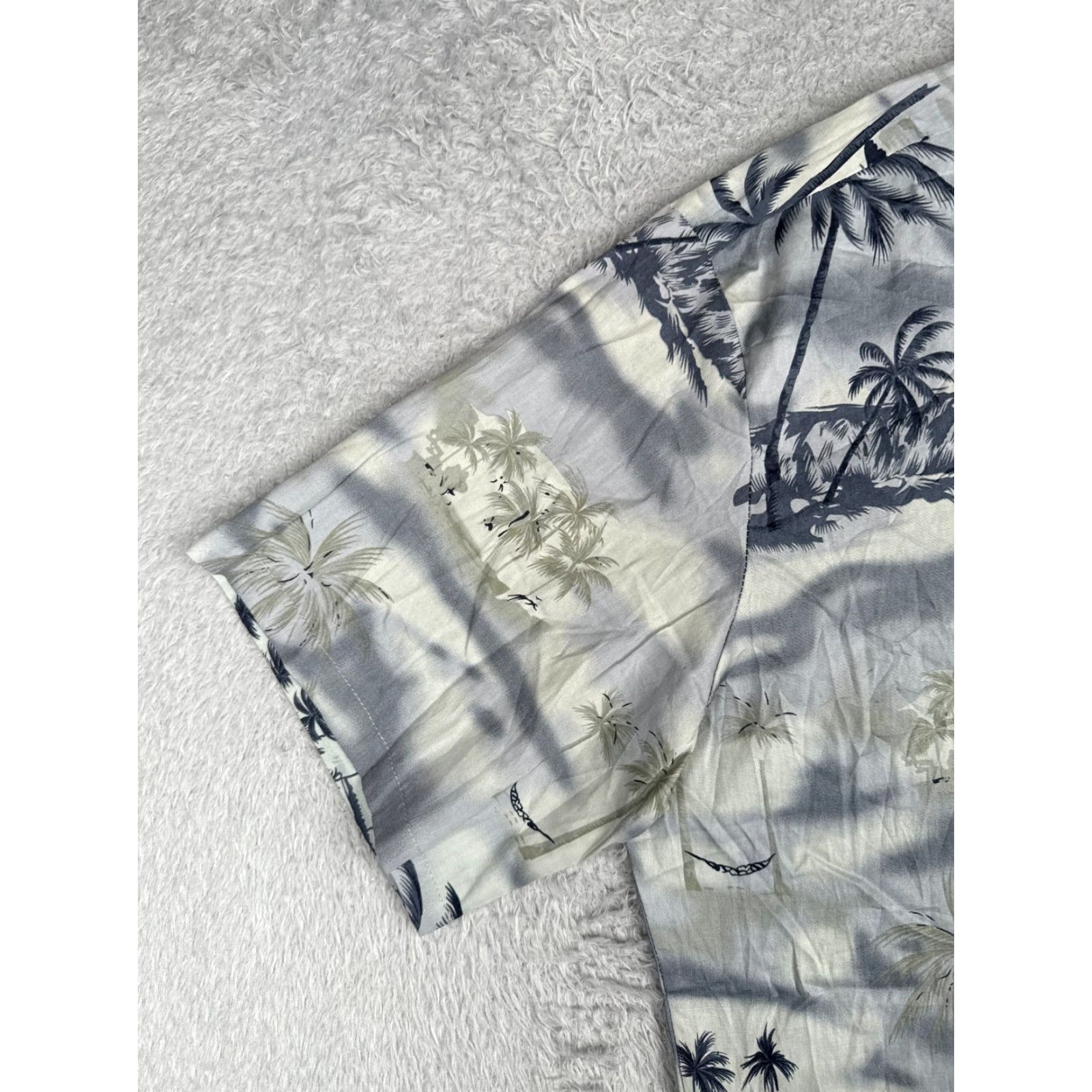 Vintage Palmwave Shirt Men 2XL Gray Blue 100% Cotton Short Sleeve Button-Up Hawaiian Floral Vintage No Size US XXL / EU 58 / 5 - 3 Thumbnail