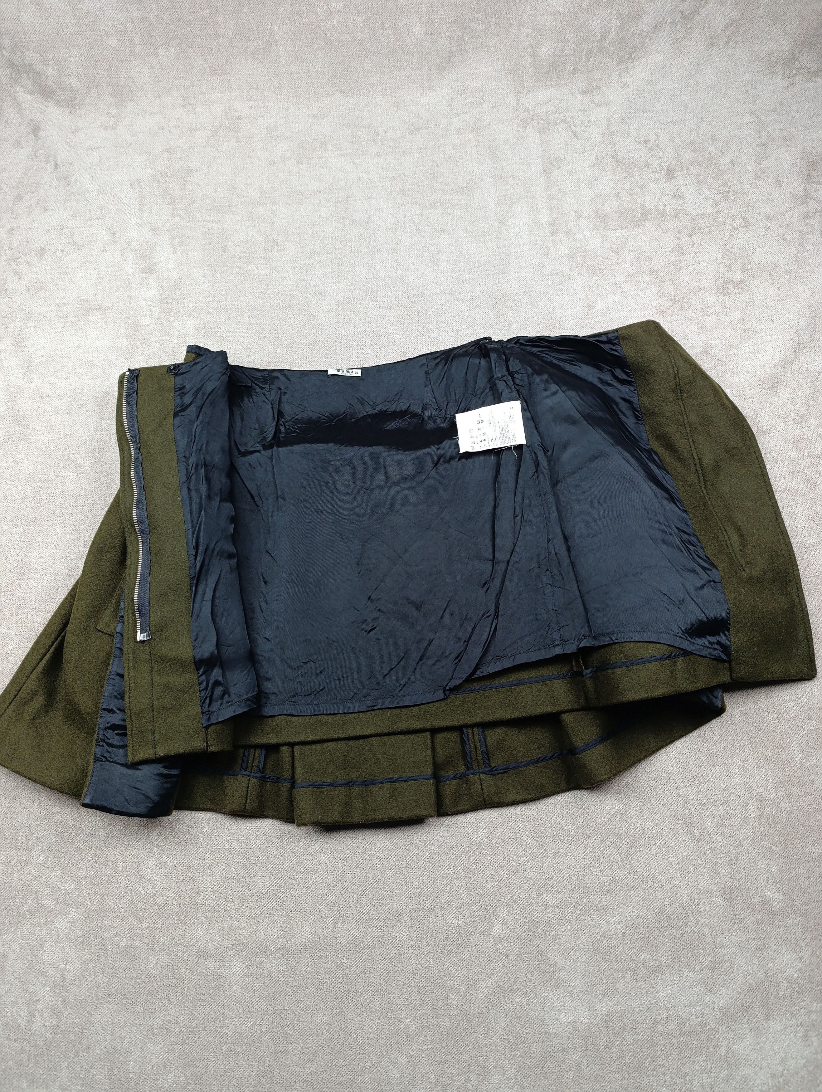 Miu Miu MIU-MIU CHOPPY WOOL PLEATED DARK GREENISH BROWN SKIRT Size 25" / US 0 / IT 36 - 14 Thumbnail