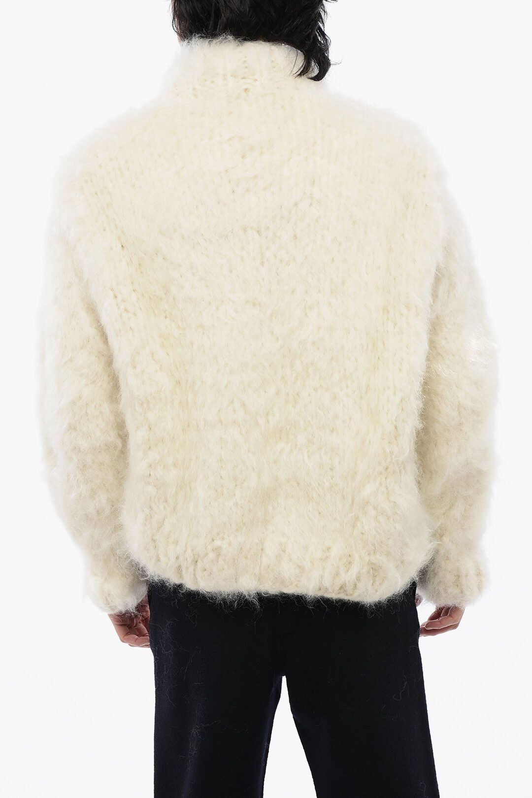 Jil Sander og1mm0625 Fuzzy Wool Bomber Jacket in White Size US M / EU 48-50 / 2 - 2 Thumbnail