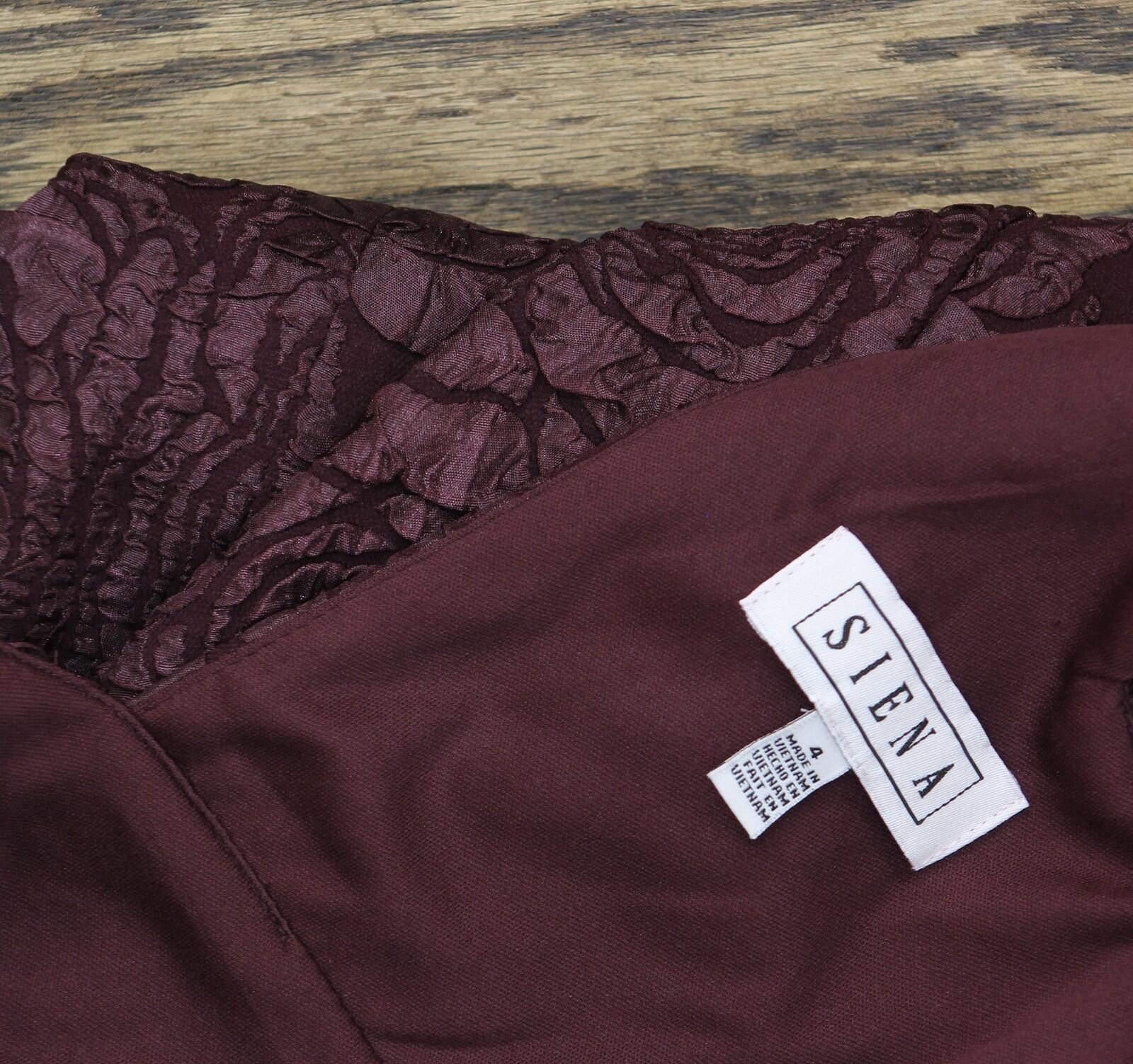 Signal Sport Nwt Siena Floral Jacquard Plunge Dress Satp1685 Wine Red 4 Size S / US 4 / IT 40 - 4 Thumbnail