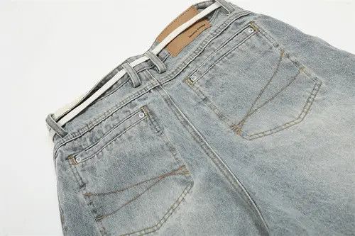 VIBE American retro washed distressed simple loose lace-up jeans Size US 32 / EU 48 - 5 Thumbnail