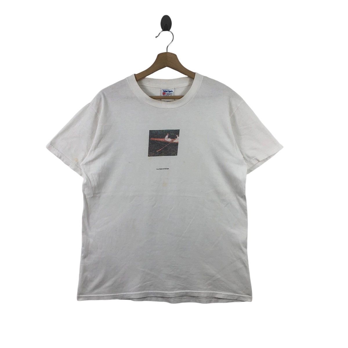 Monet × Vintage Vintage 90s CLAUDE MONET In a Canoe on the Epte T-Shirt Art Size US M / EU 48-50 / 2 - 1 Thumbnail